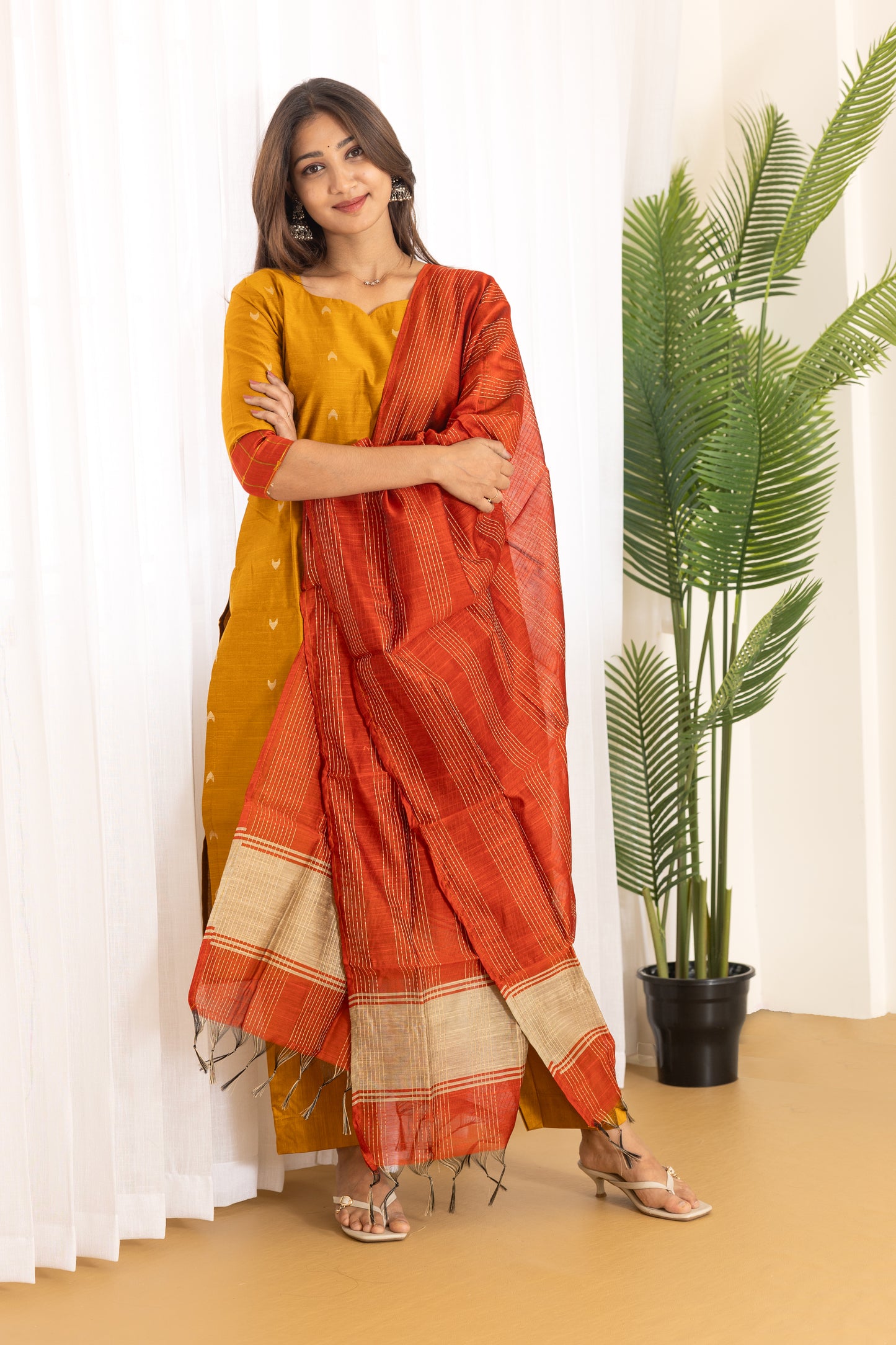 Deshna salwar set in golden mustard