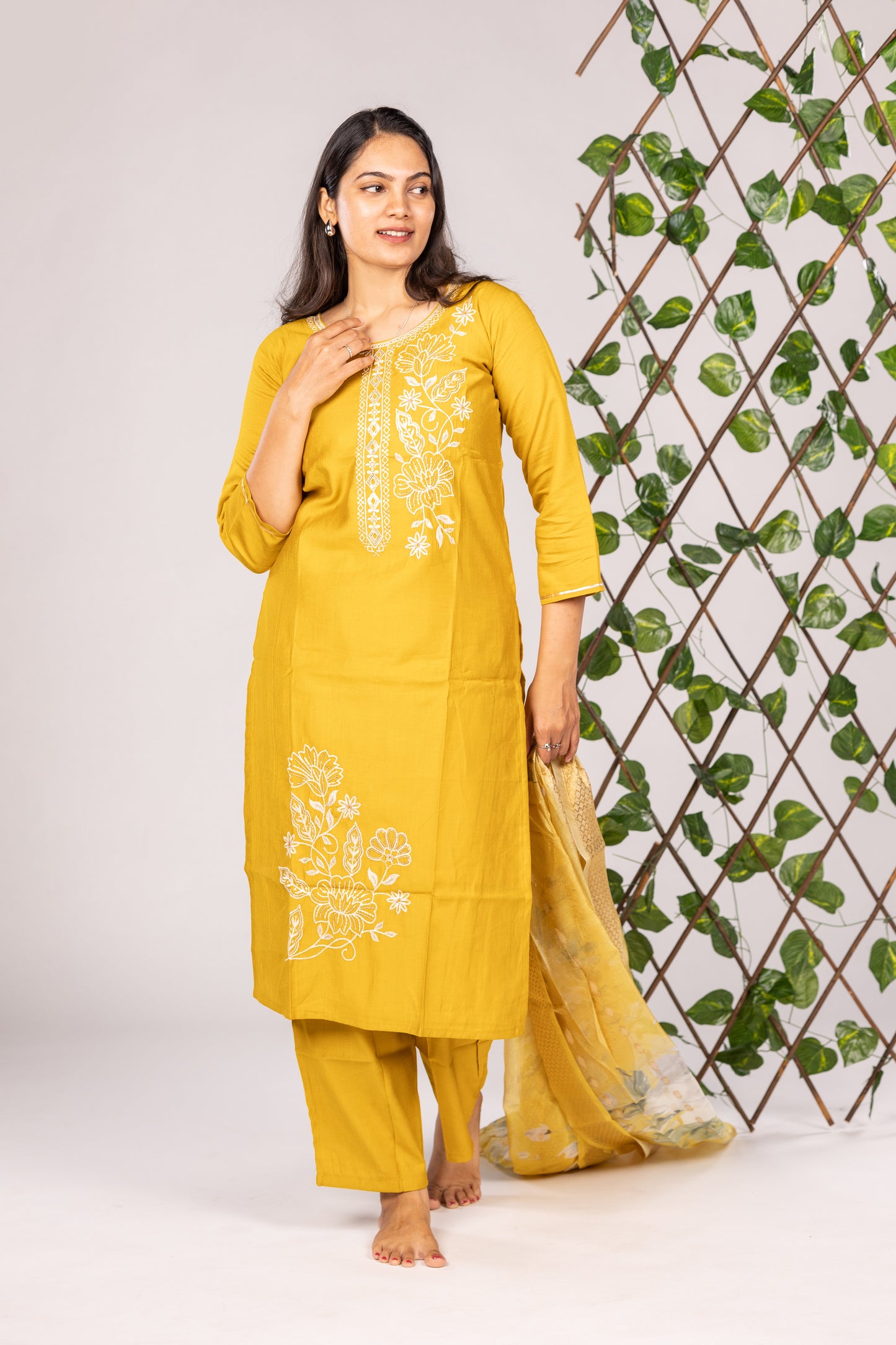 Alia salwar set in mustard yellow