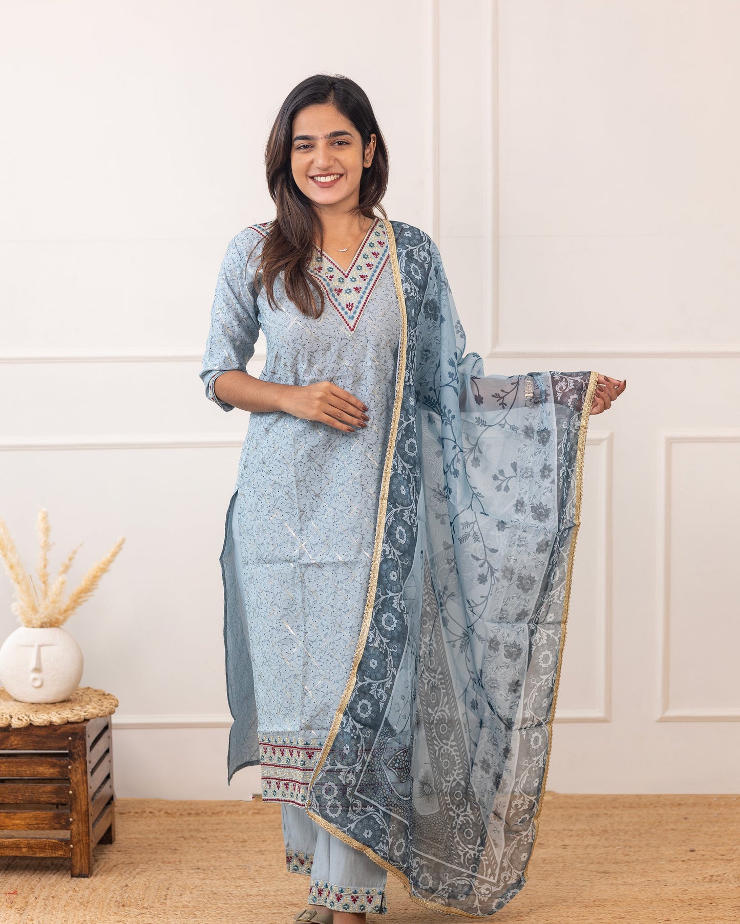 Shanaya salwar set in silk grey