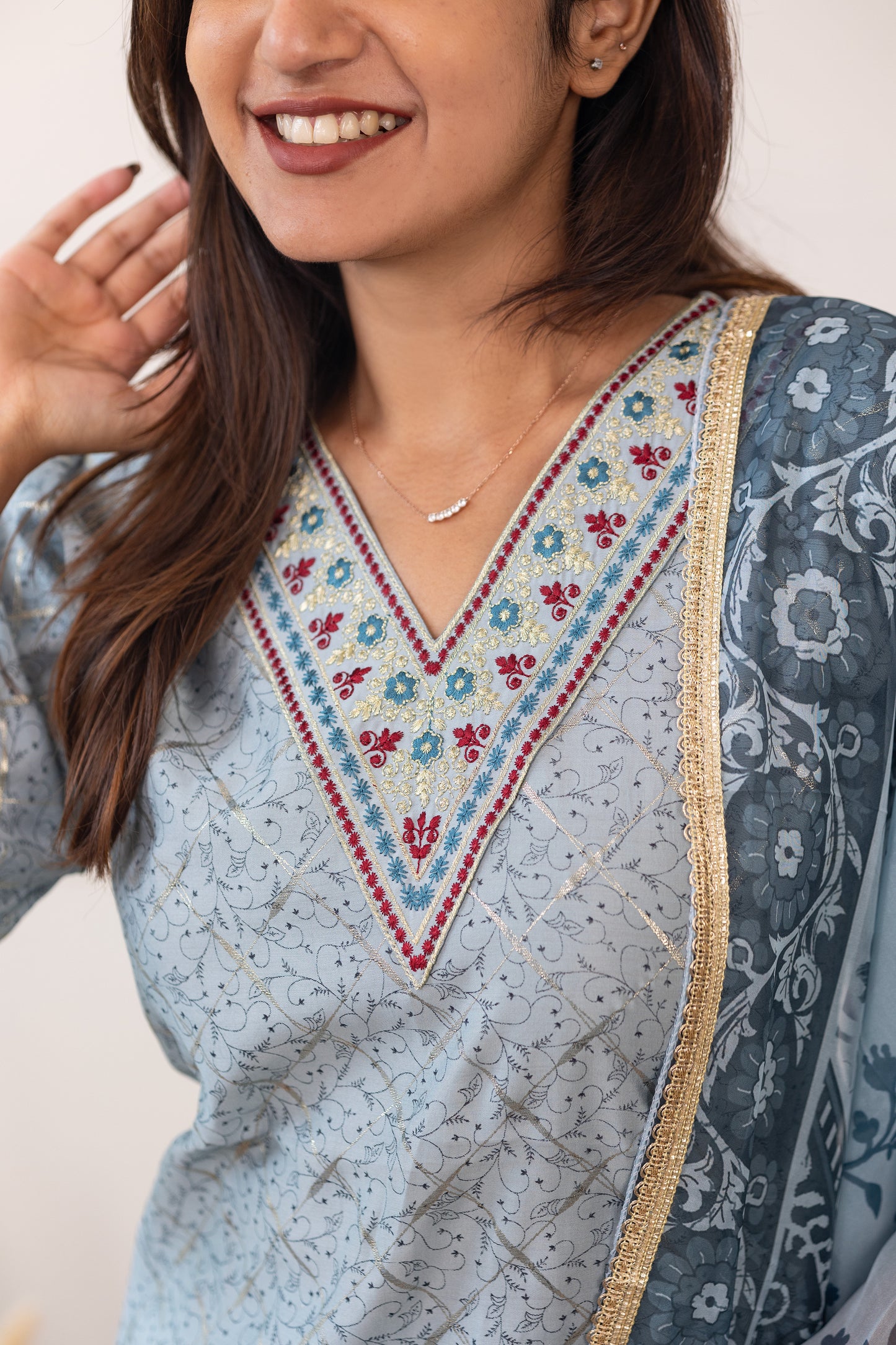 Shanaya salwar set in silk grey