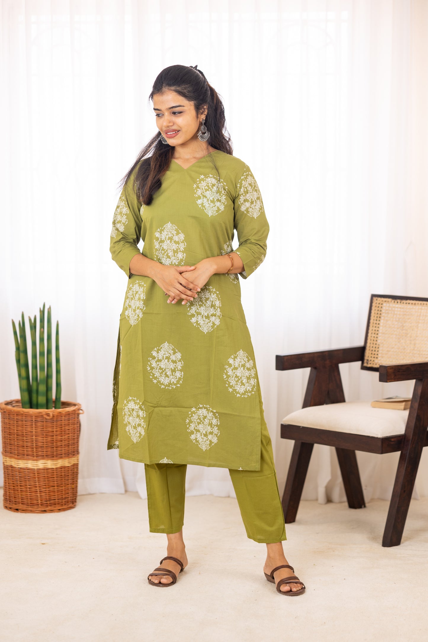 Mrinal salwar set in olive green