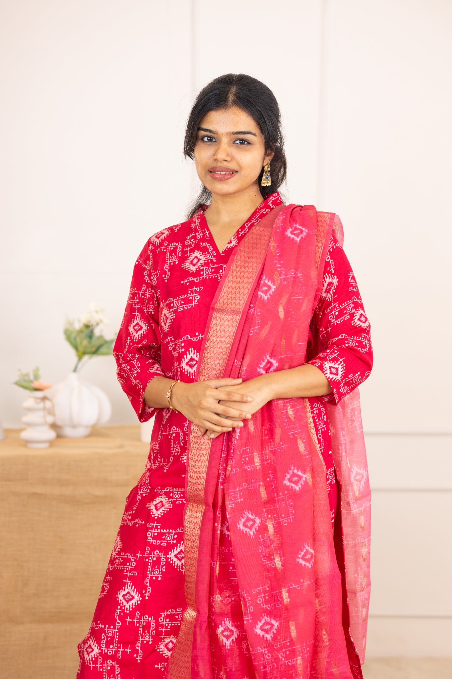 Dharshini salwar set in sage red