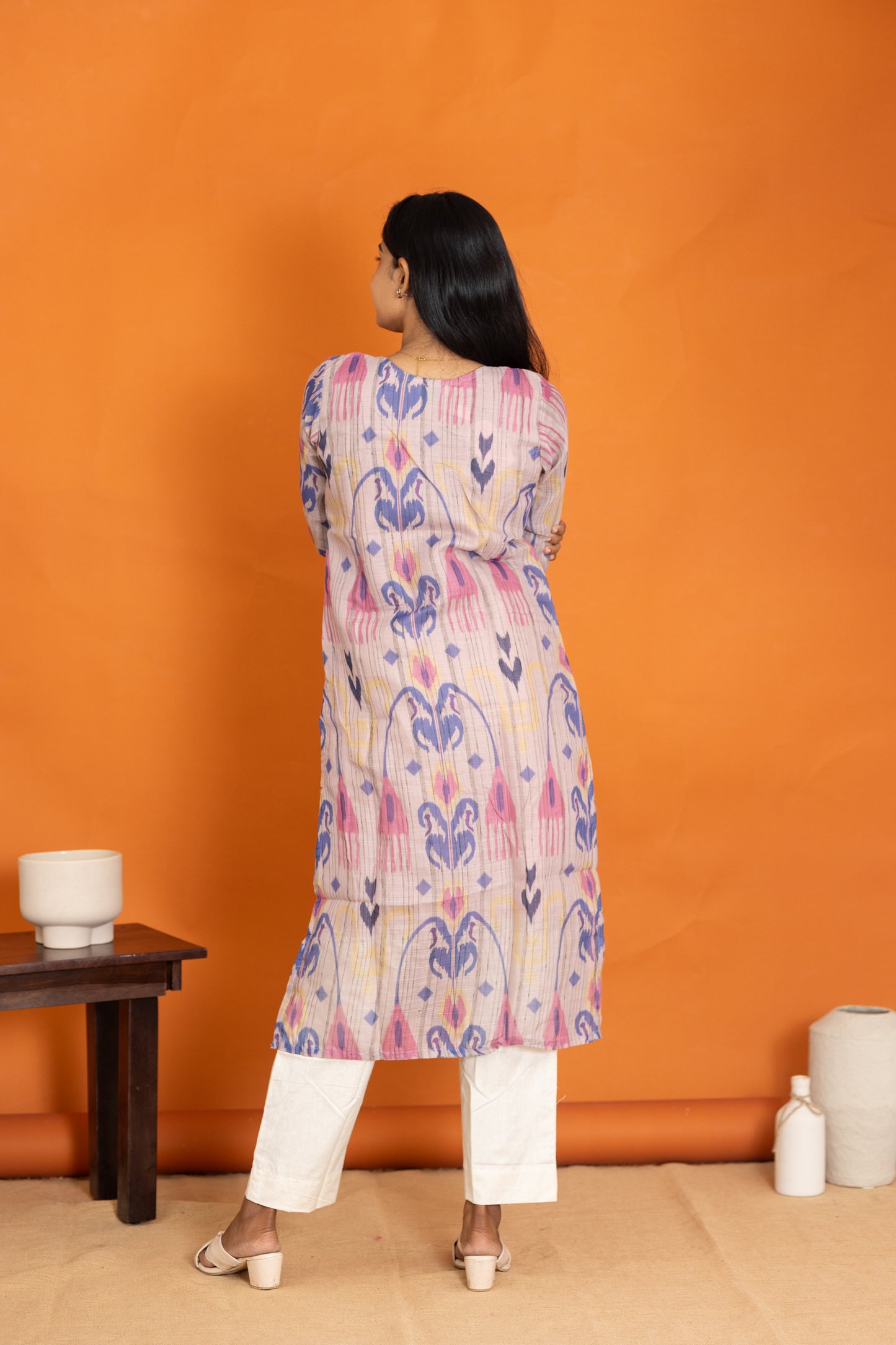Aadhirai kora cotton kurti in cream