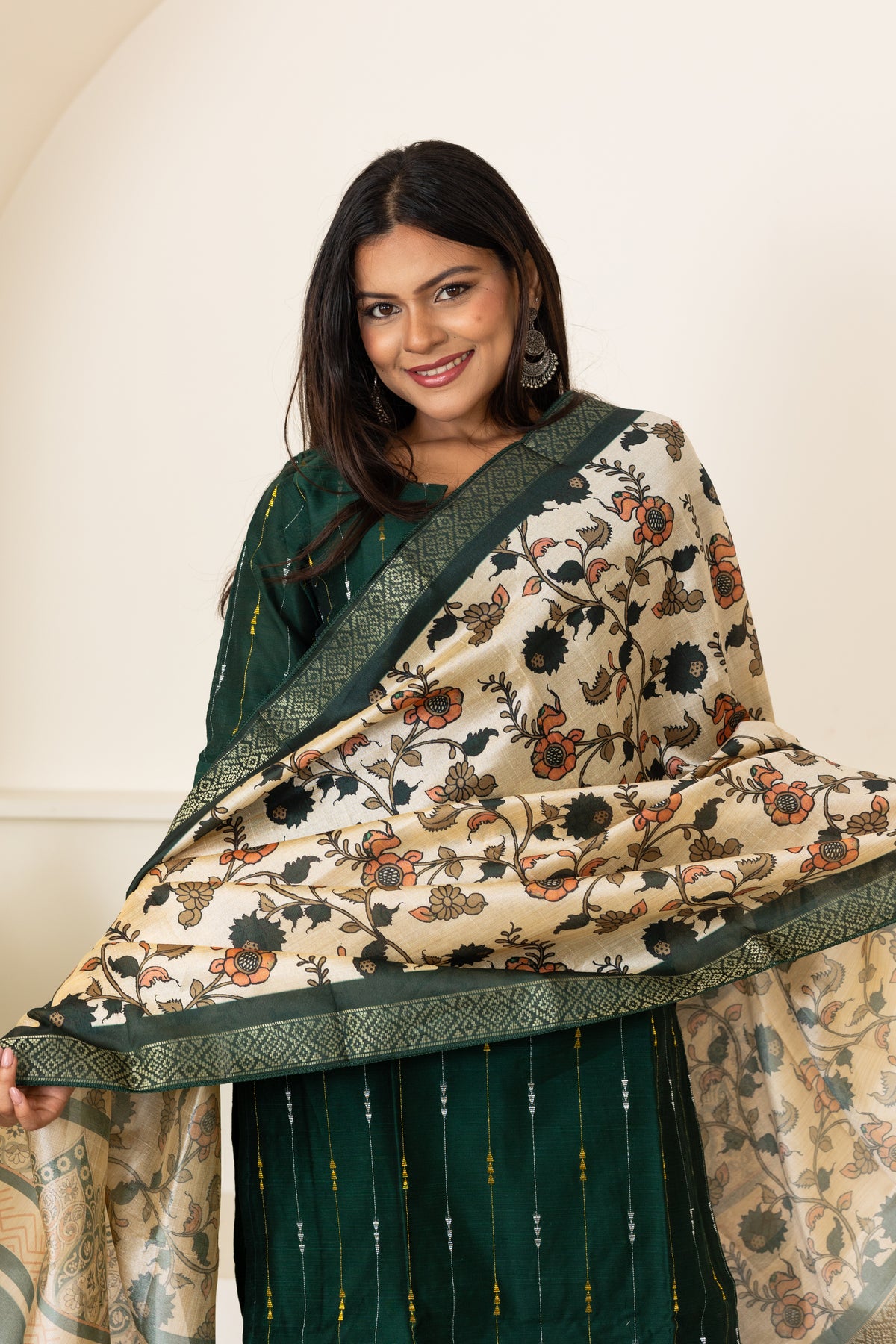 Mythiri salwar set in dark green