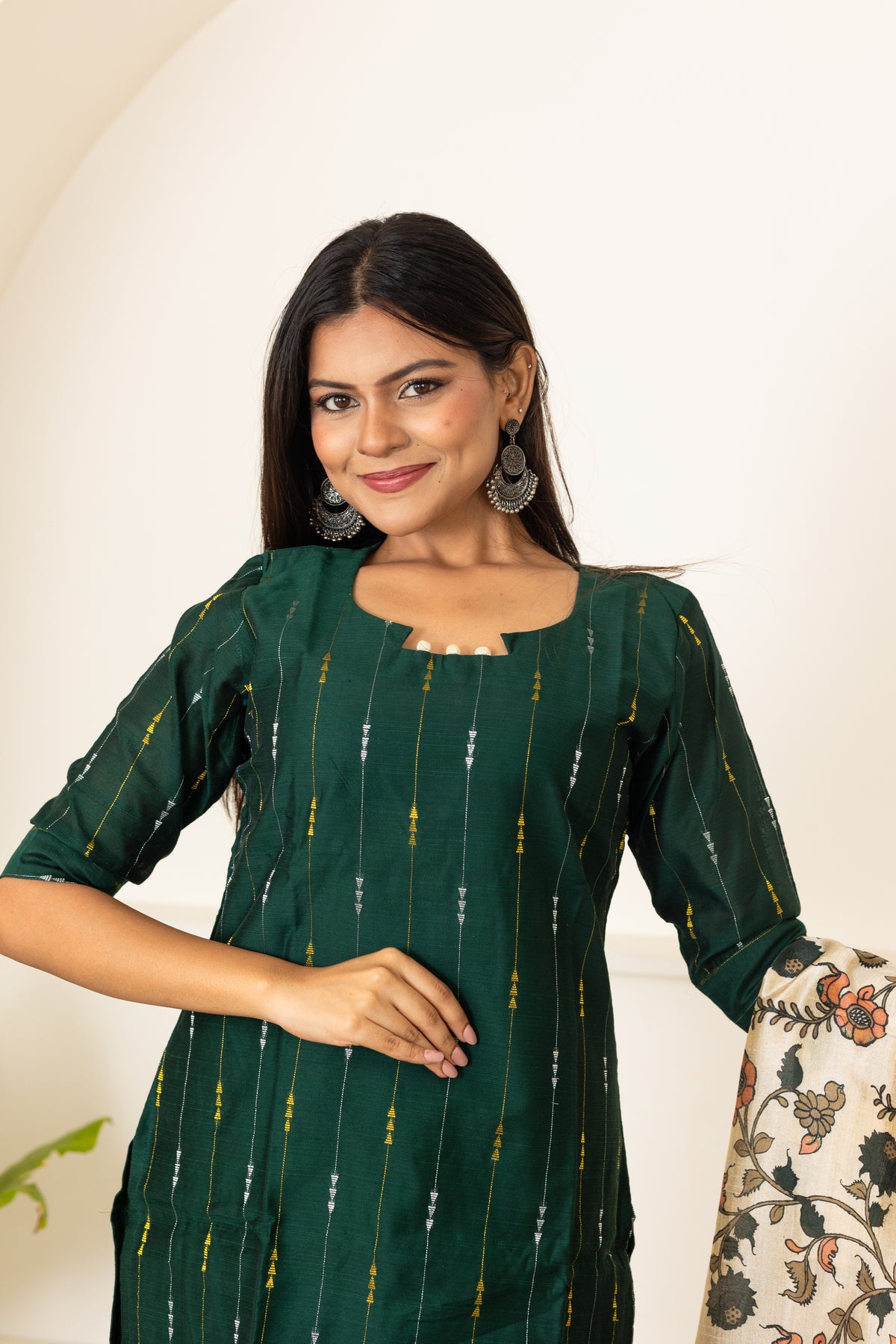 Mythiri salwar set in dark green