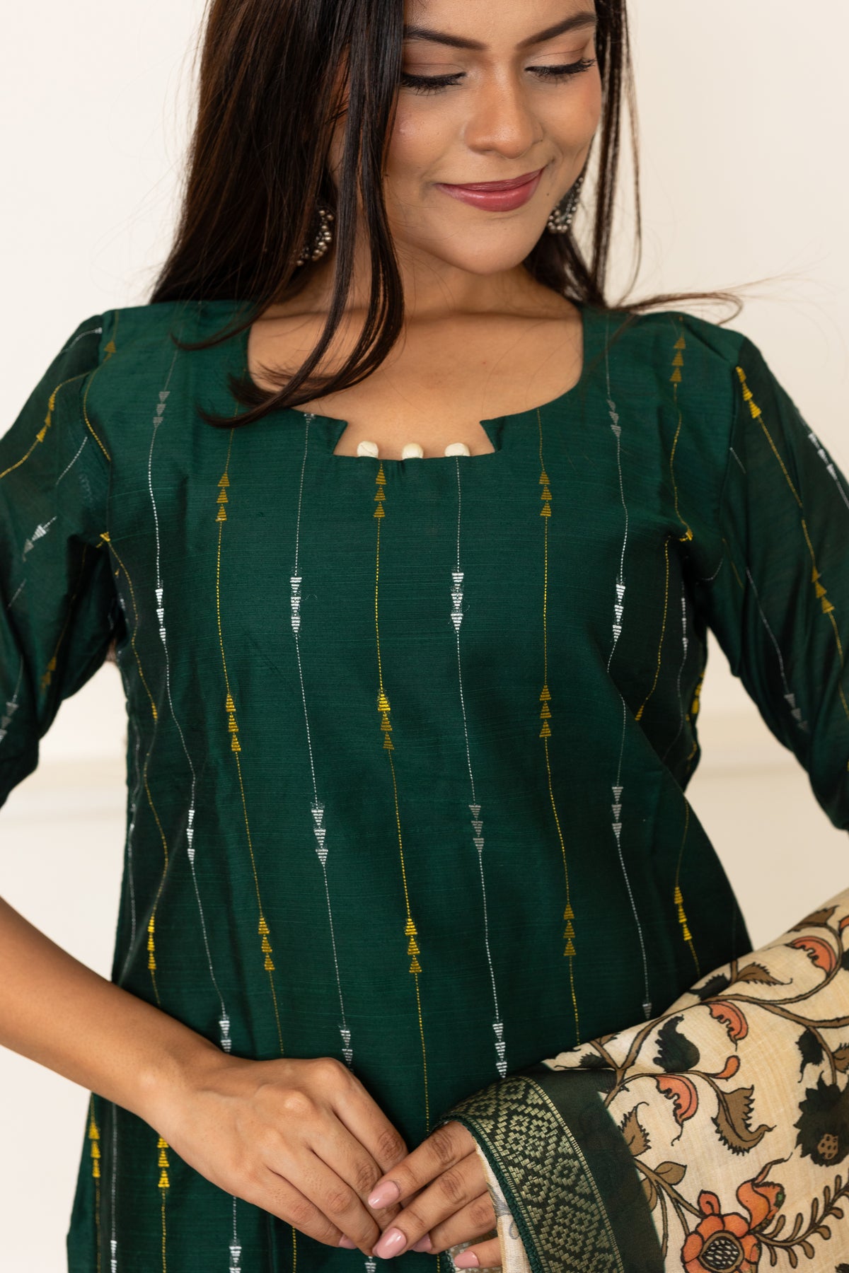Mythiri salwar set in dark green