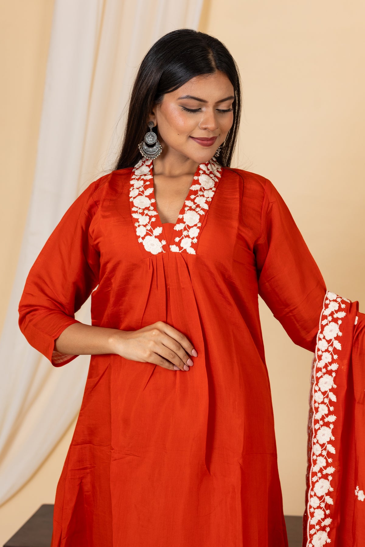 Nandhini salwar set in pumpkin shade
