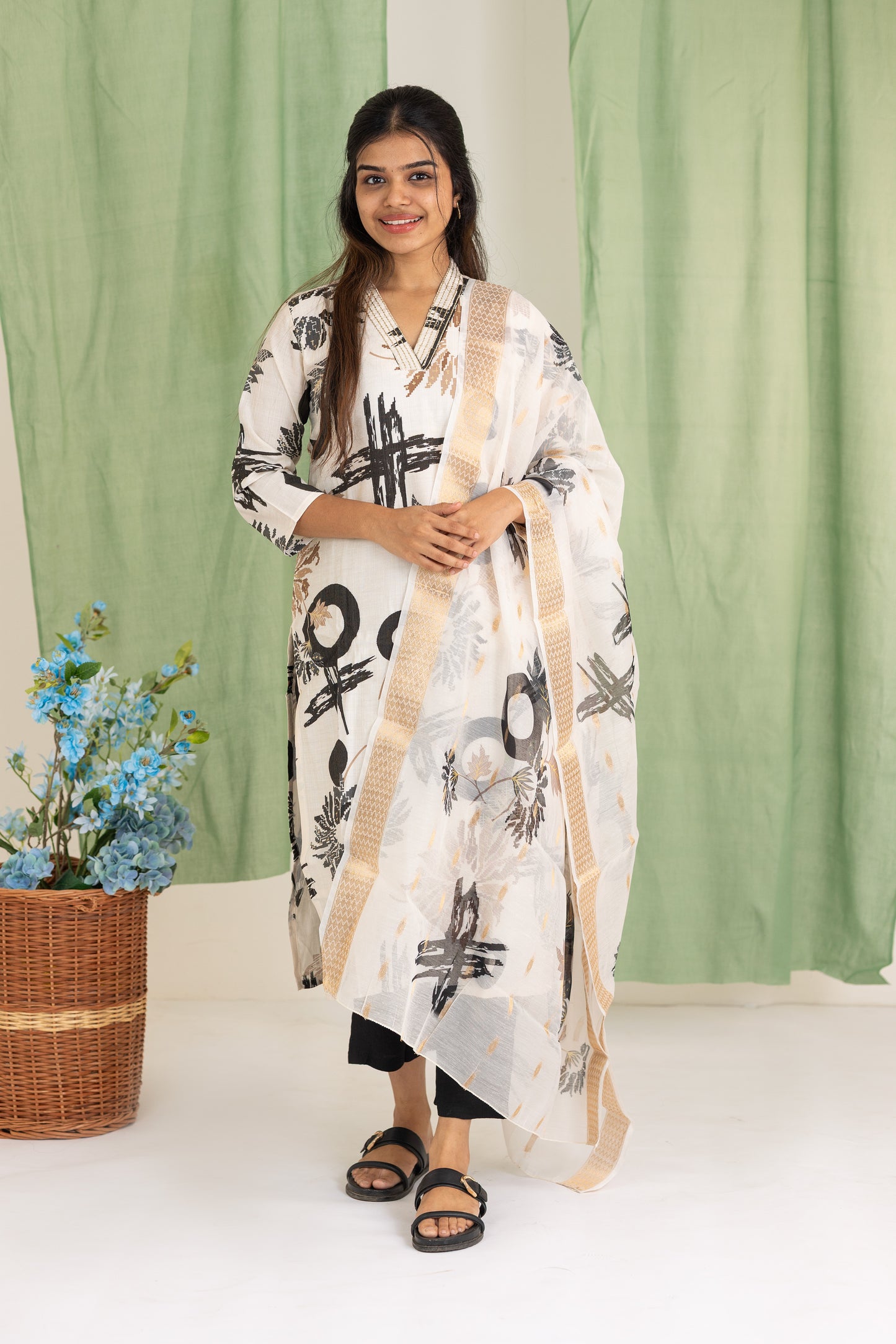 Yaazhini salwar set in white