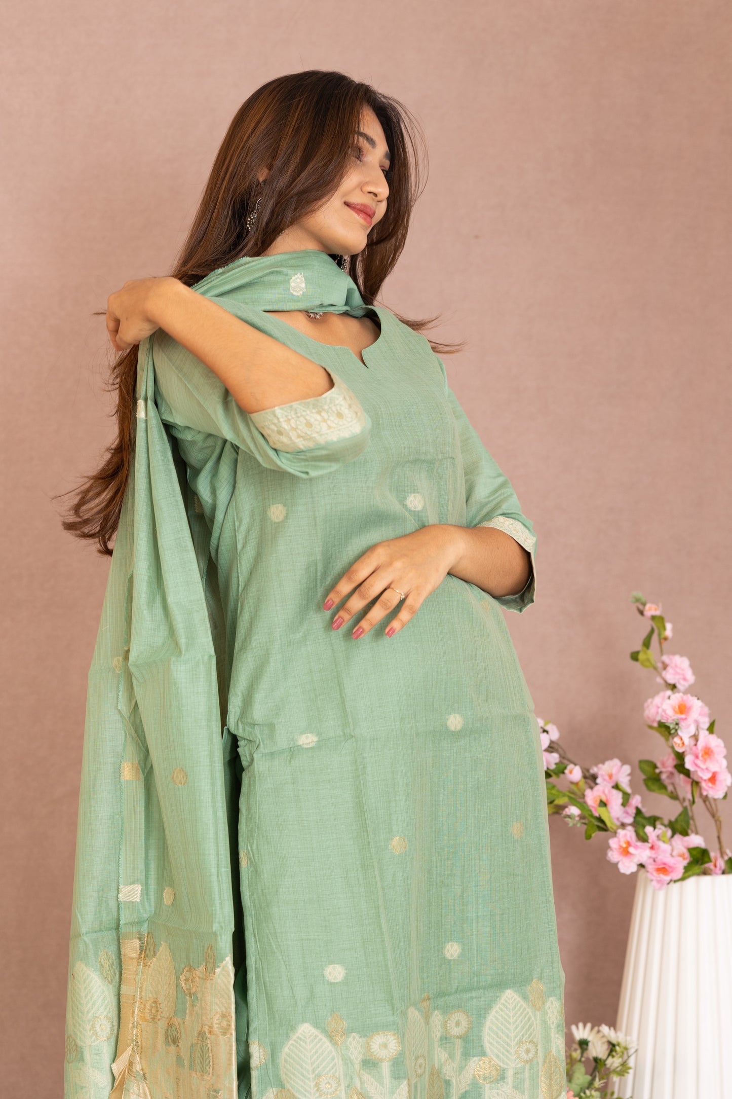 Anamika salwar set in Pistachio green