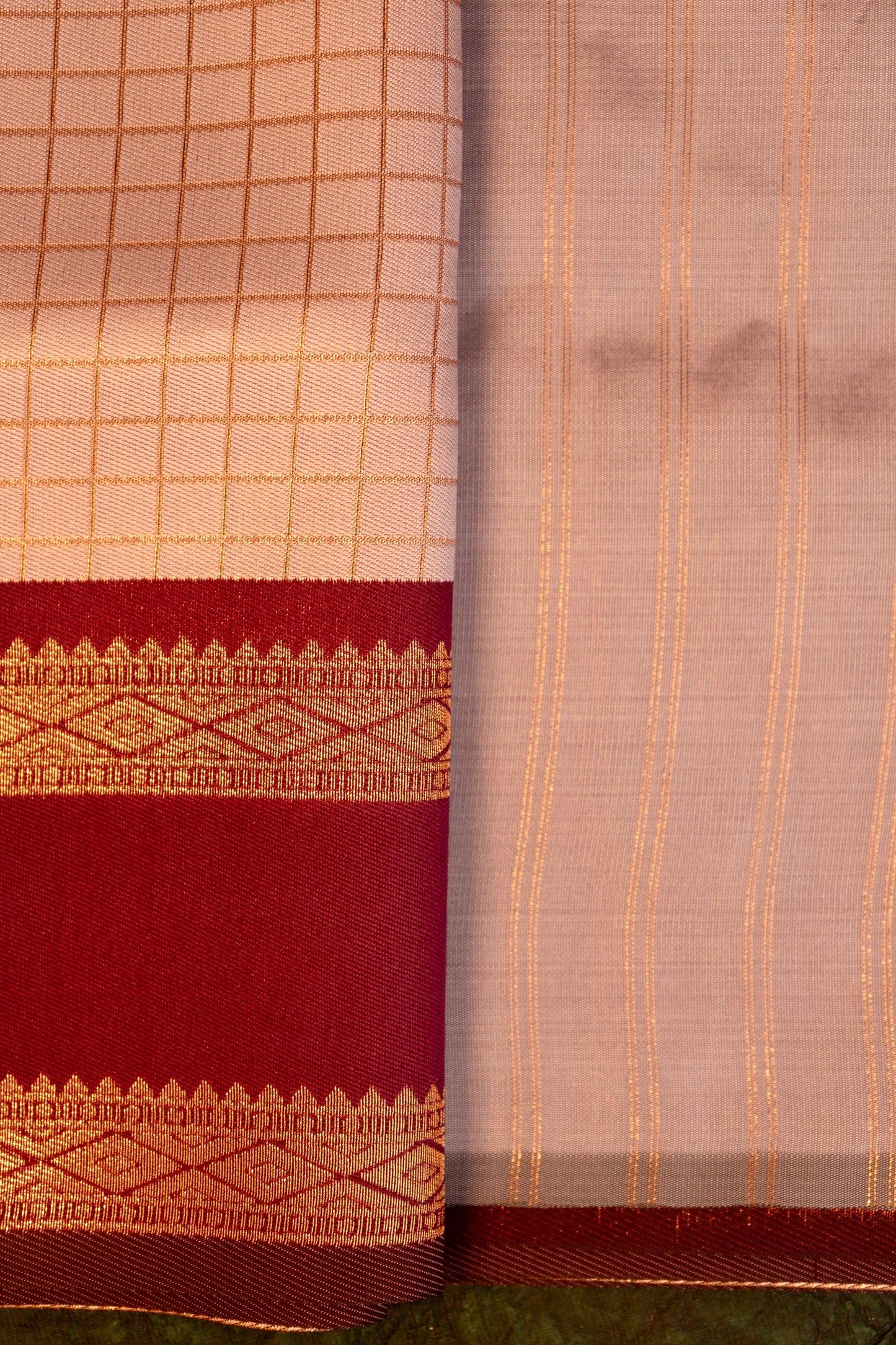 Designer saree in lotus pastel pink with gold zari