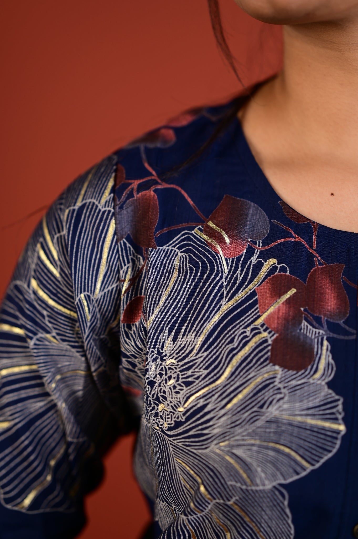 Shradha kurti set in navy blue in vertican fabric