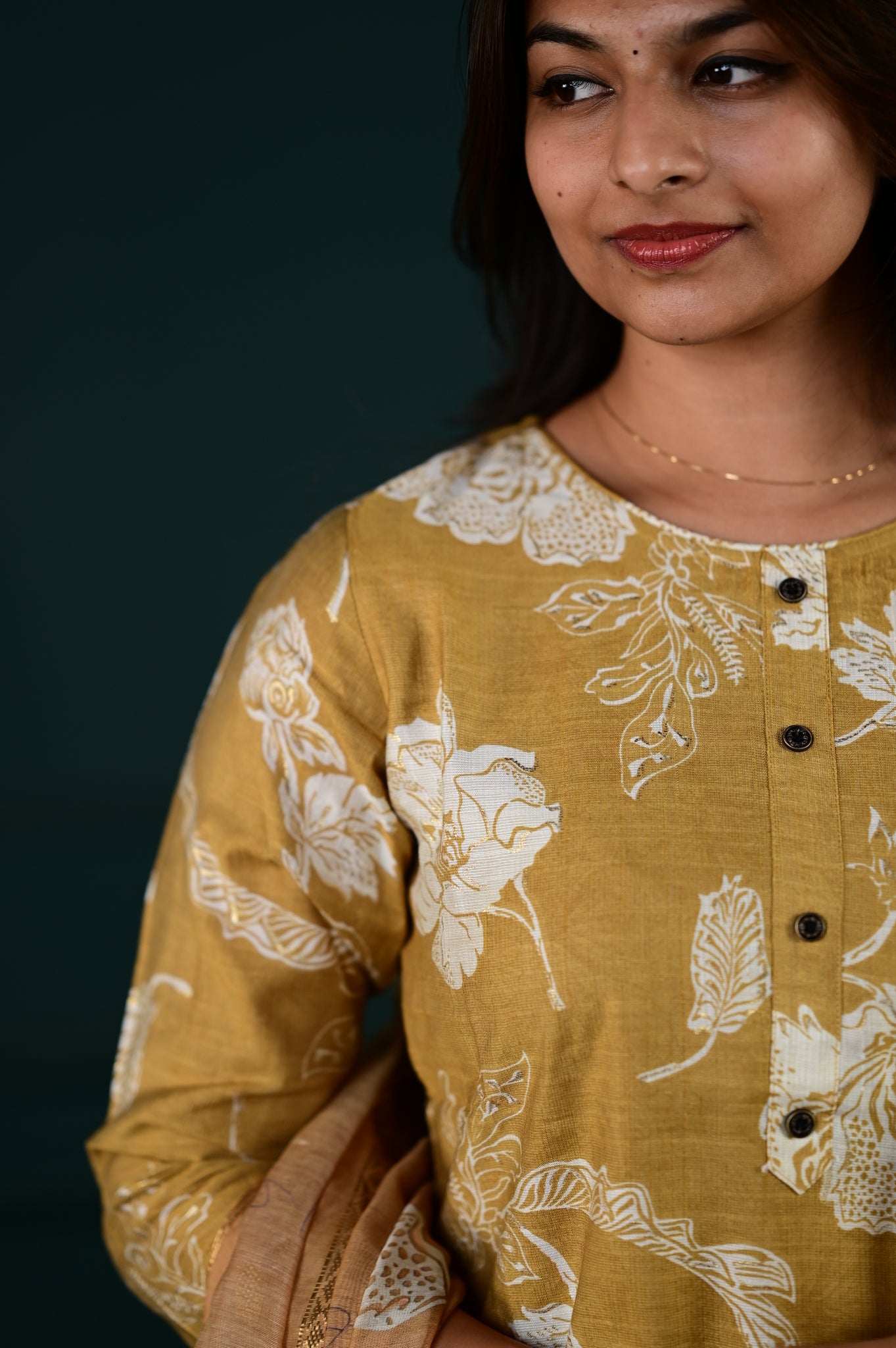 Shreya salwar set in antique gold in vertican fabric