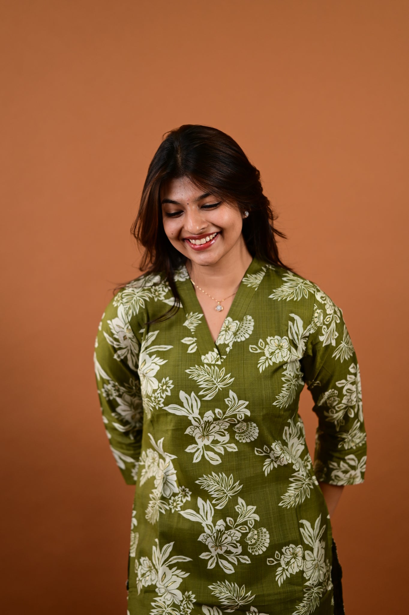 Revathi salwar set in olive green in vertican fabric