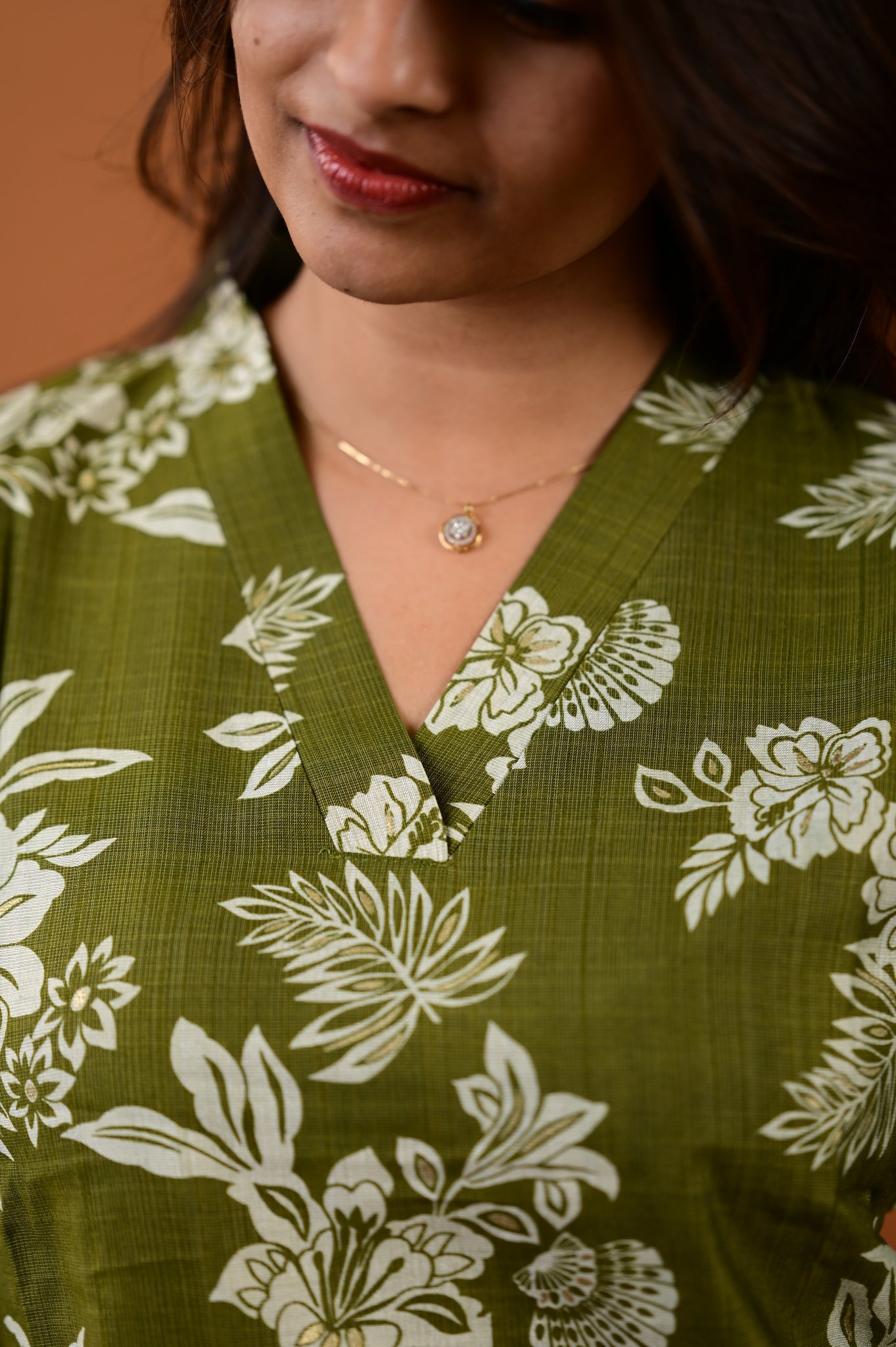 Revathi salwar set in olive green in vertican fabric