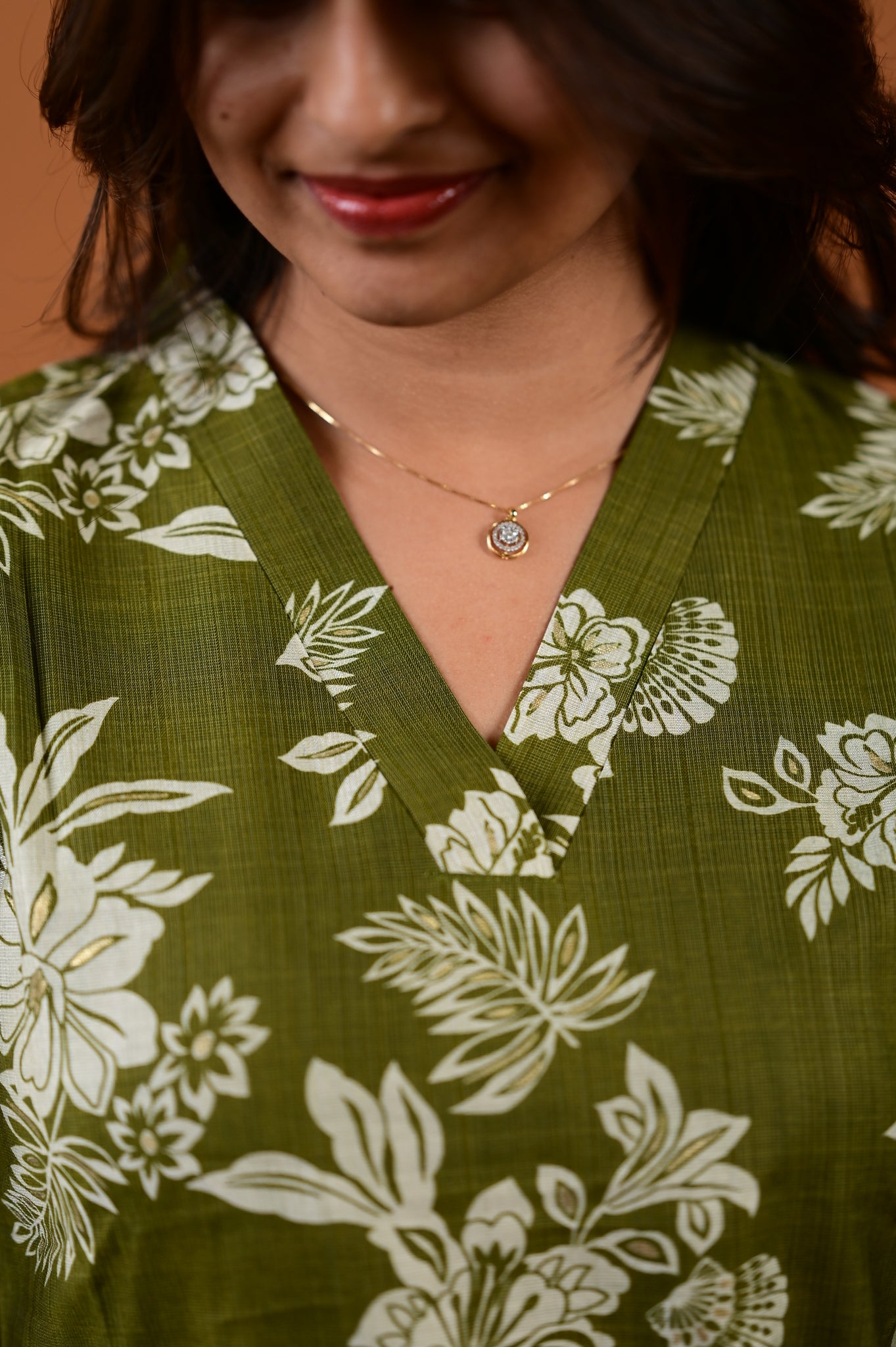 Revathi salwar set in olive green in vertican fabric