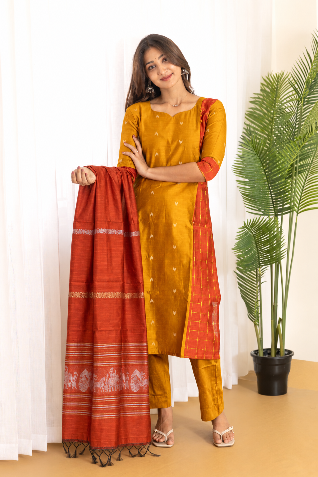 Disha salwar set in golden mustard