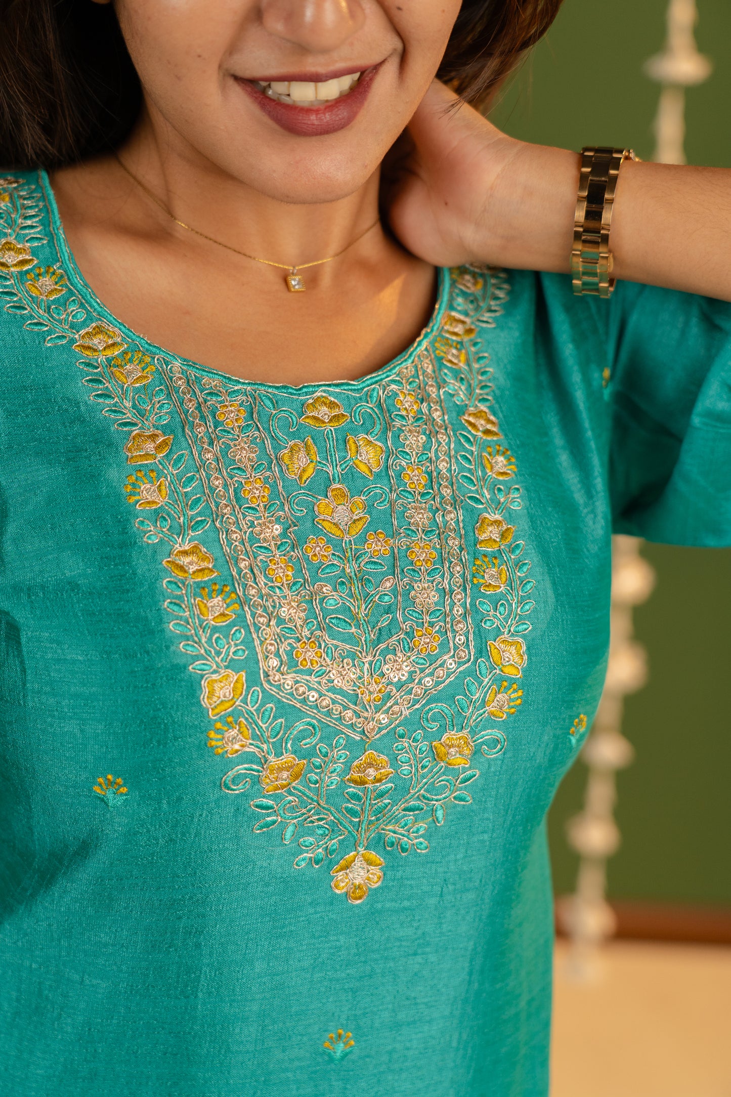 Meenakshi kurti in turquoise blue