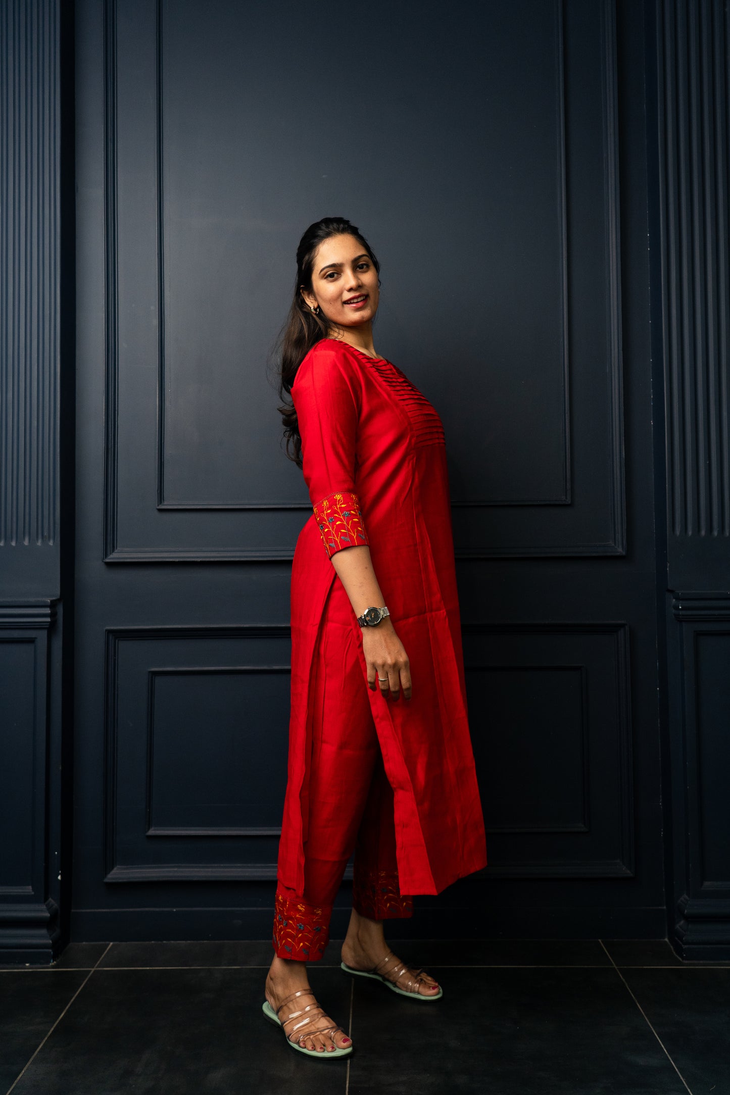 Shravani salwar set in red