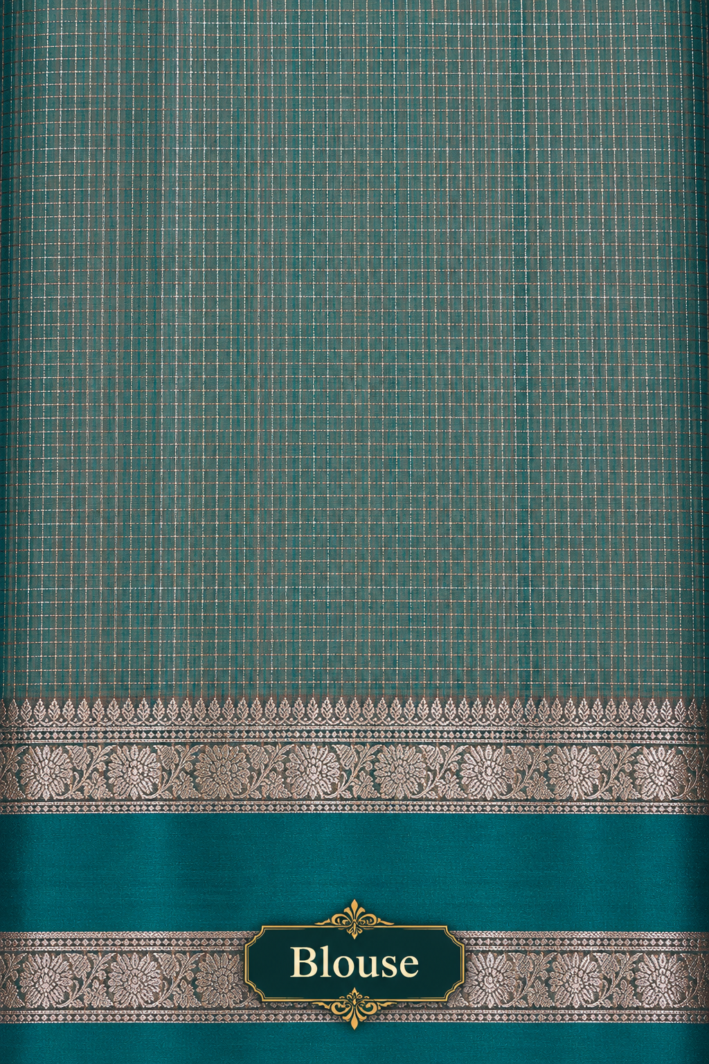 Rust Orange and Teal Fancy Cotton Saree