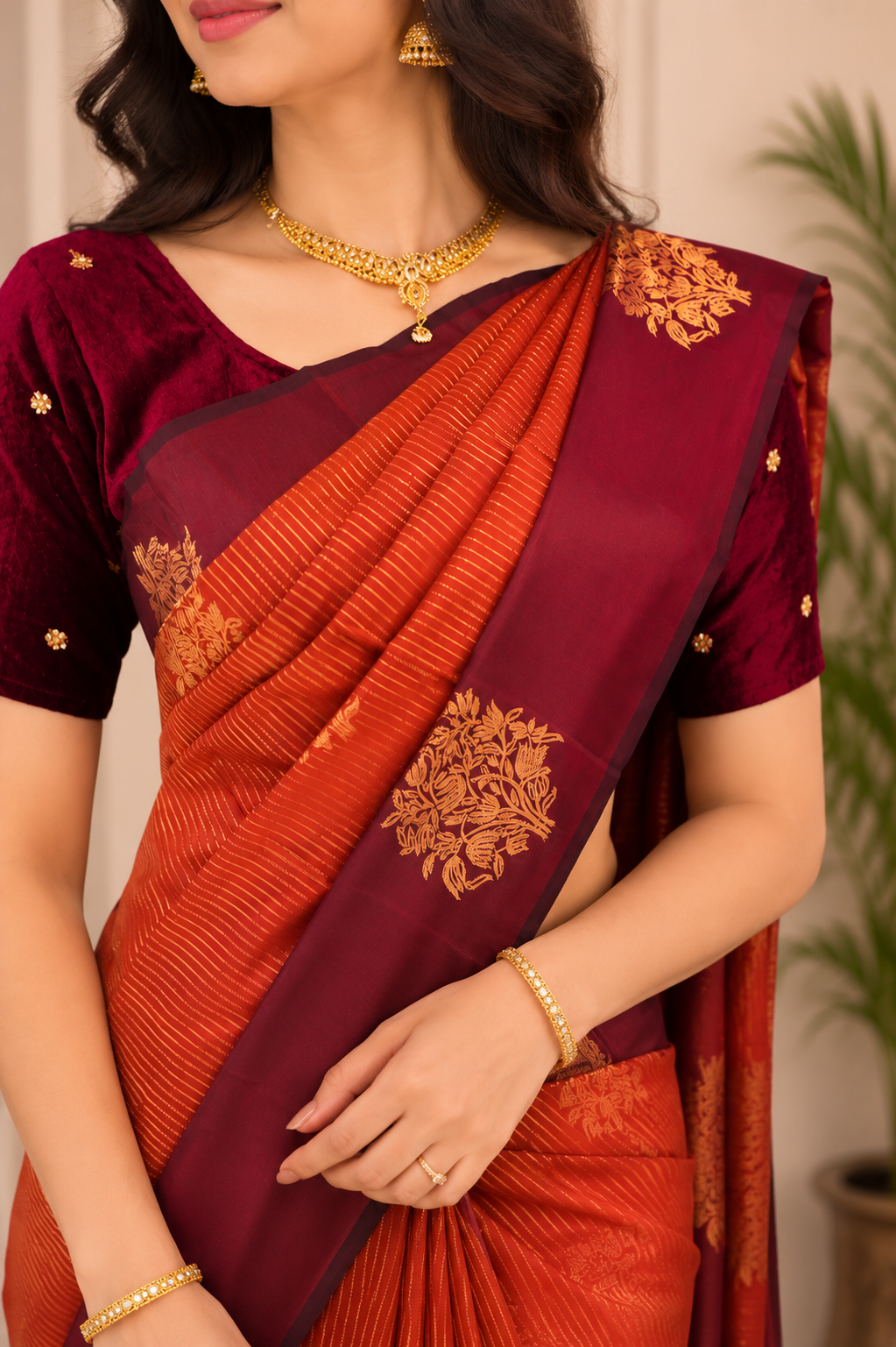 art pure silk saree in maroon