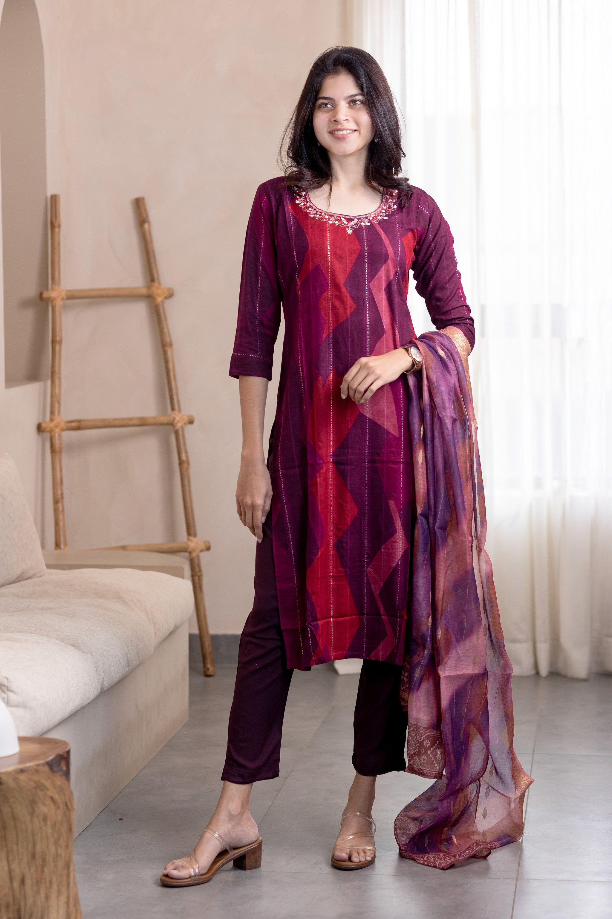 Hemanika embroided salwar set in red