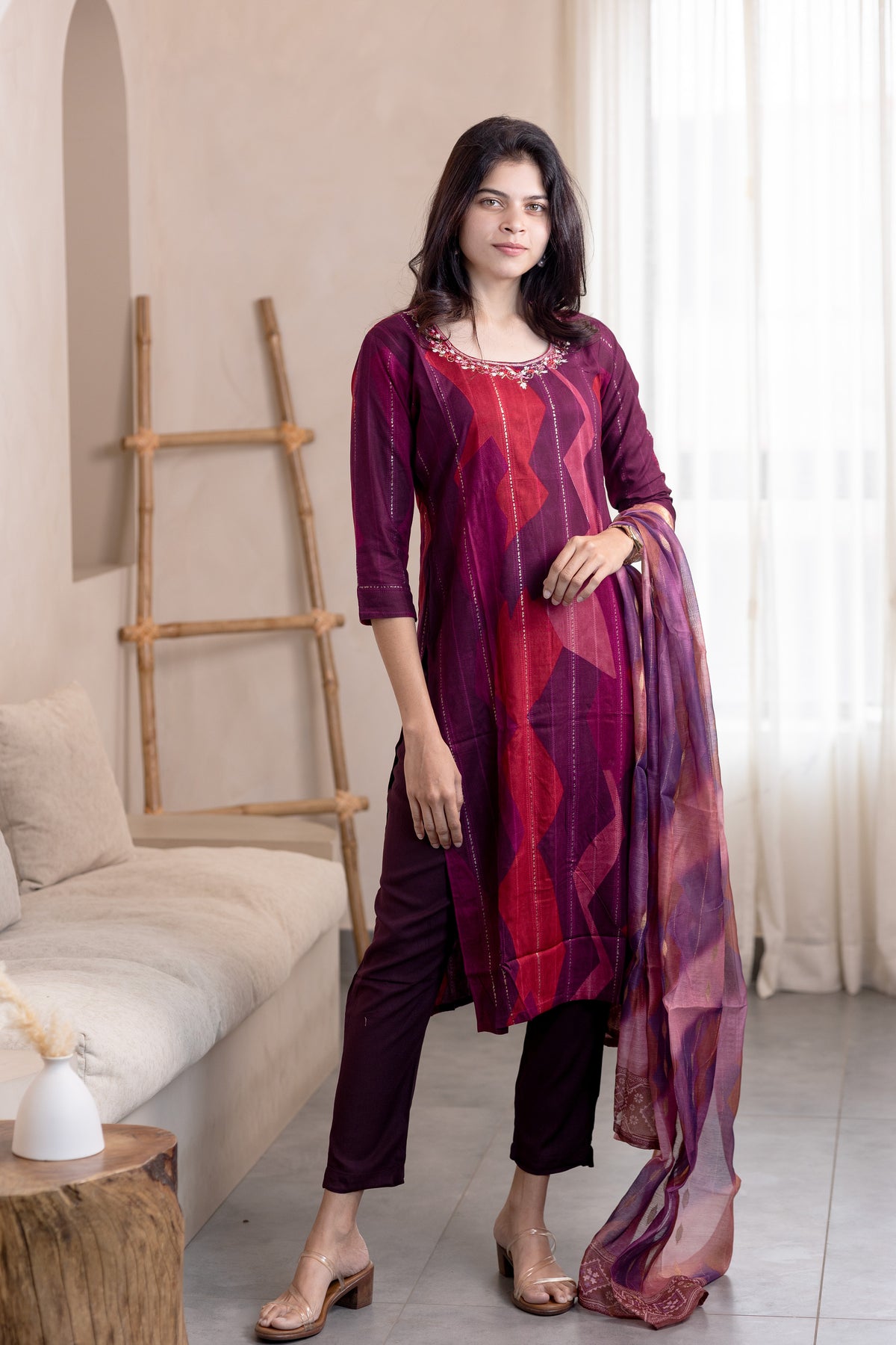 Hemanika embroided salwar set in red