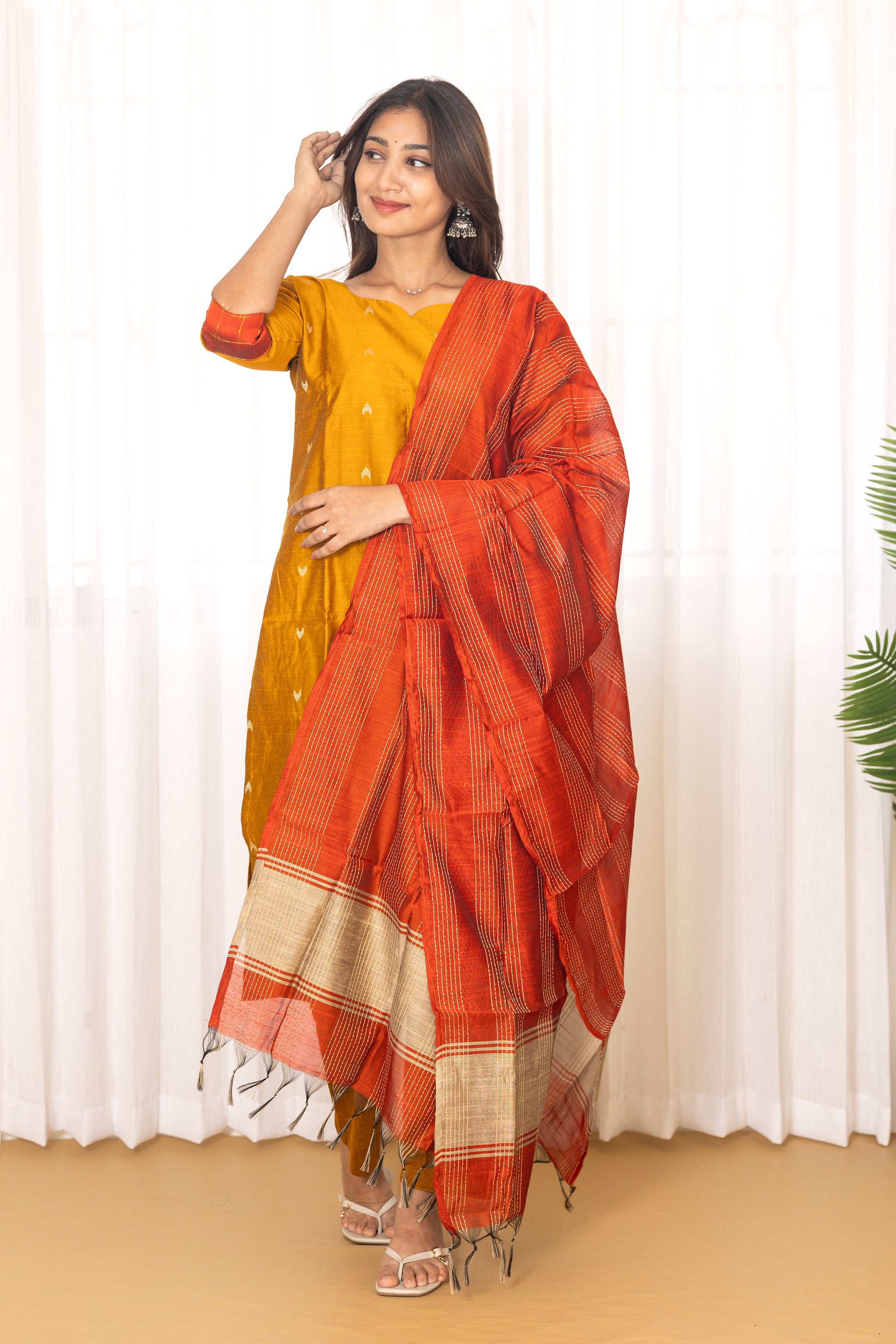 Deshna salwar set in golden mustard