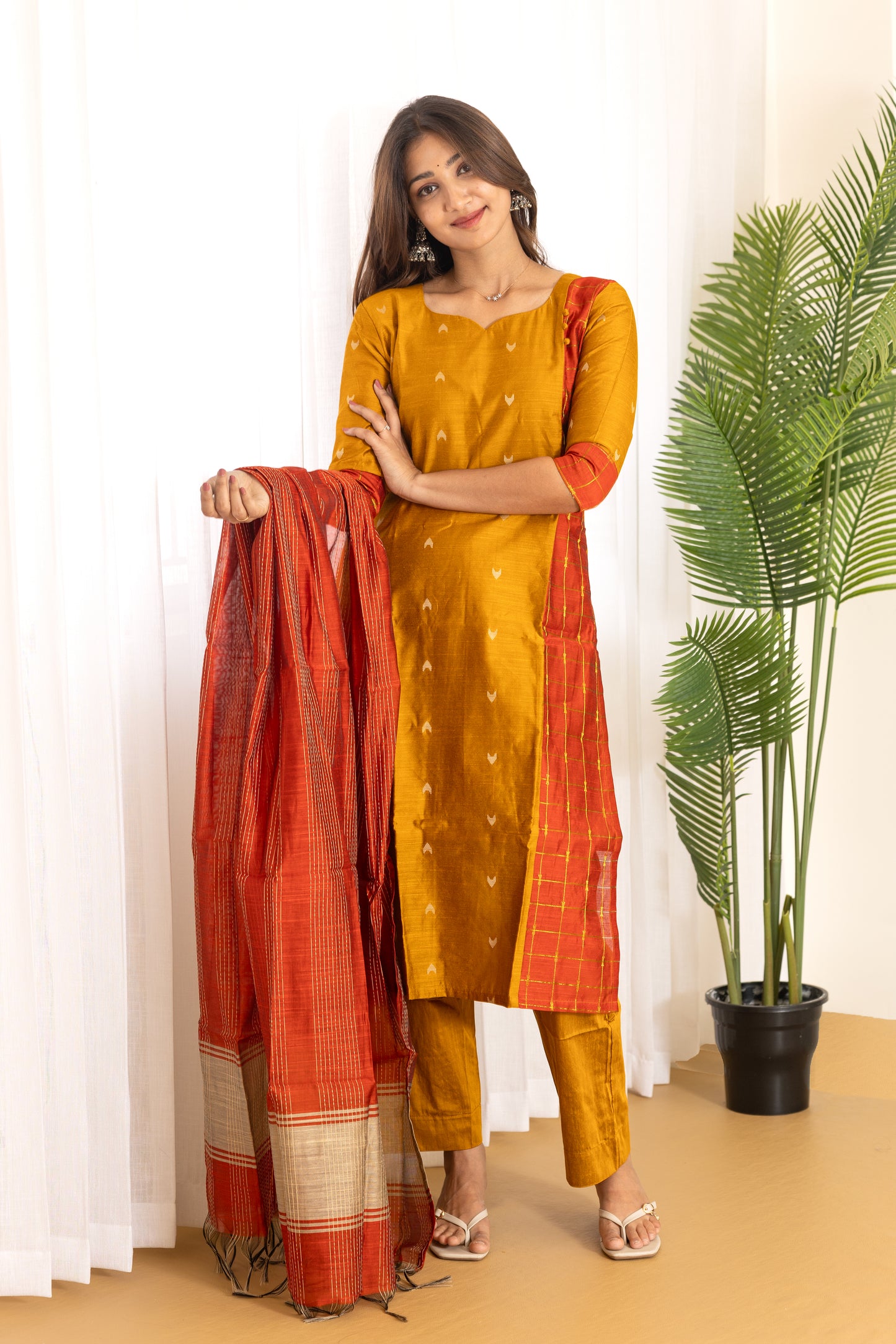 Deshna salwar set in golden mustard