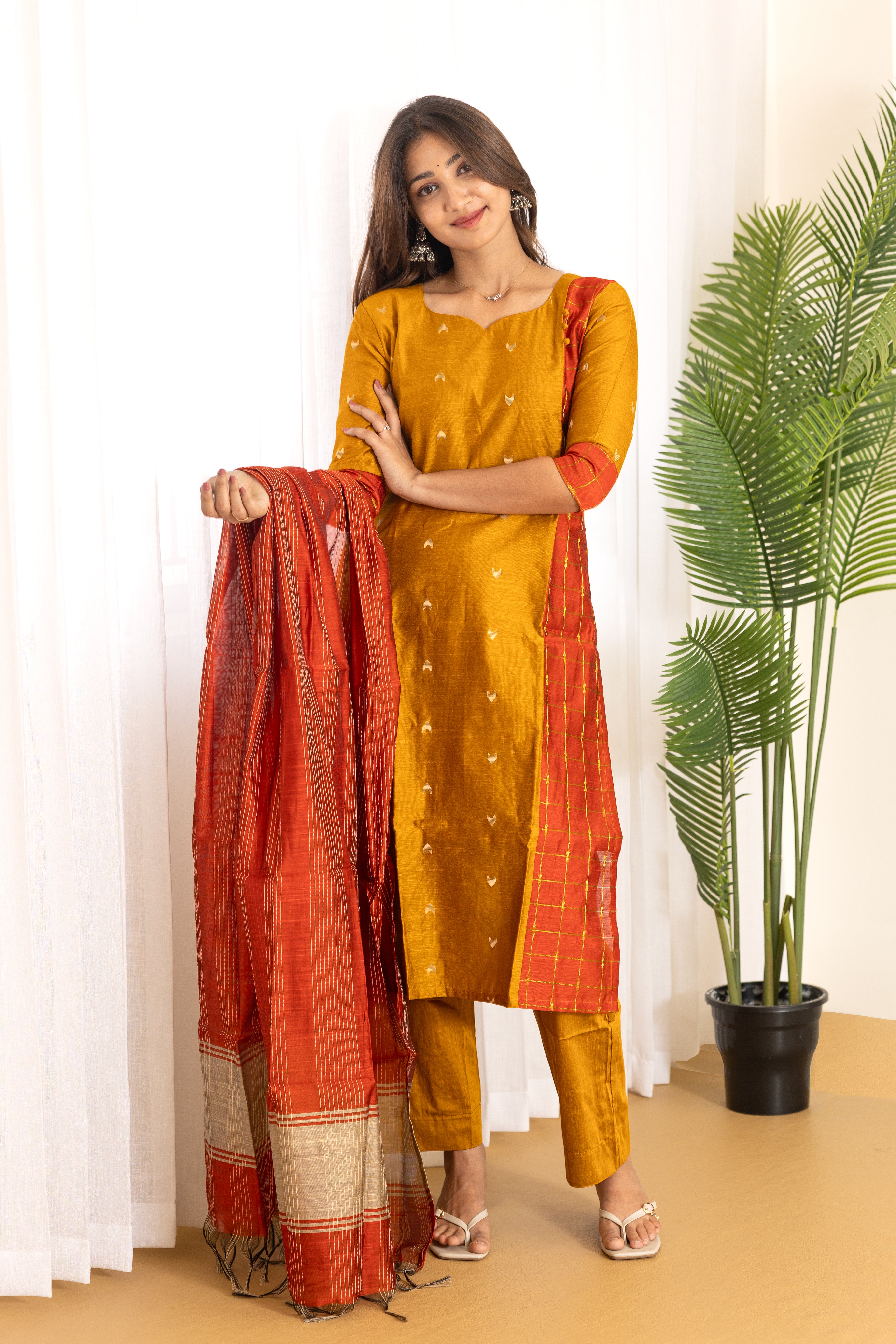 Deshna salwar set in golden mustard