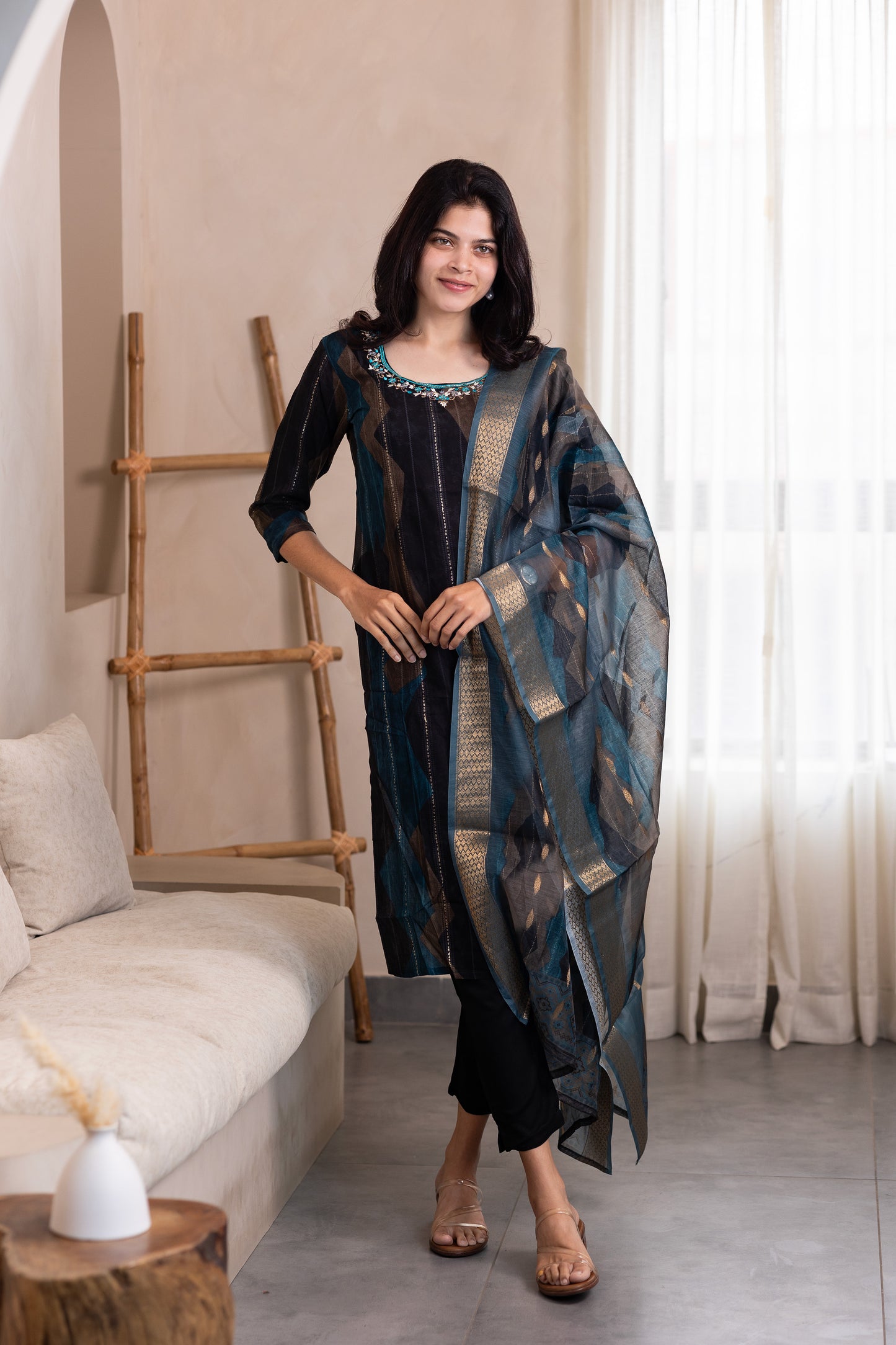 Hemanika embroided salwar set in blue