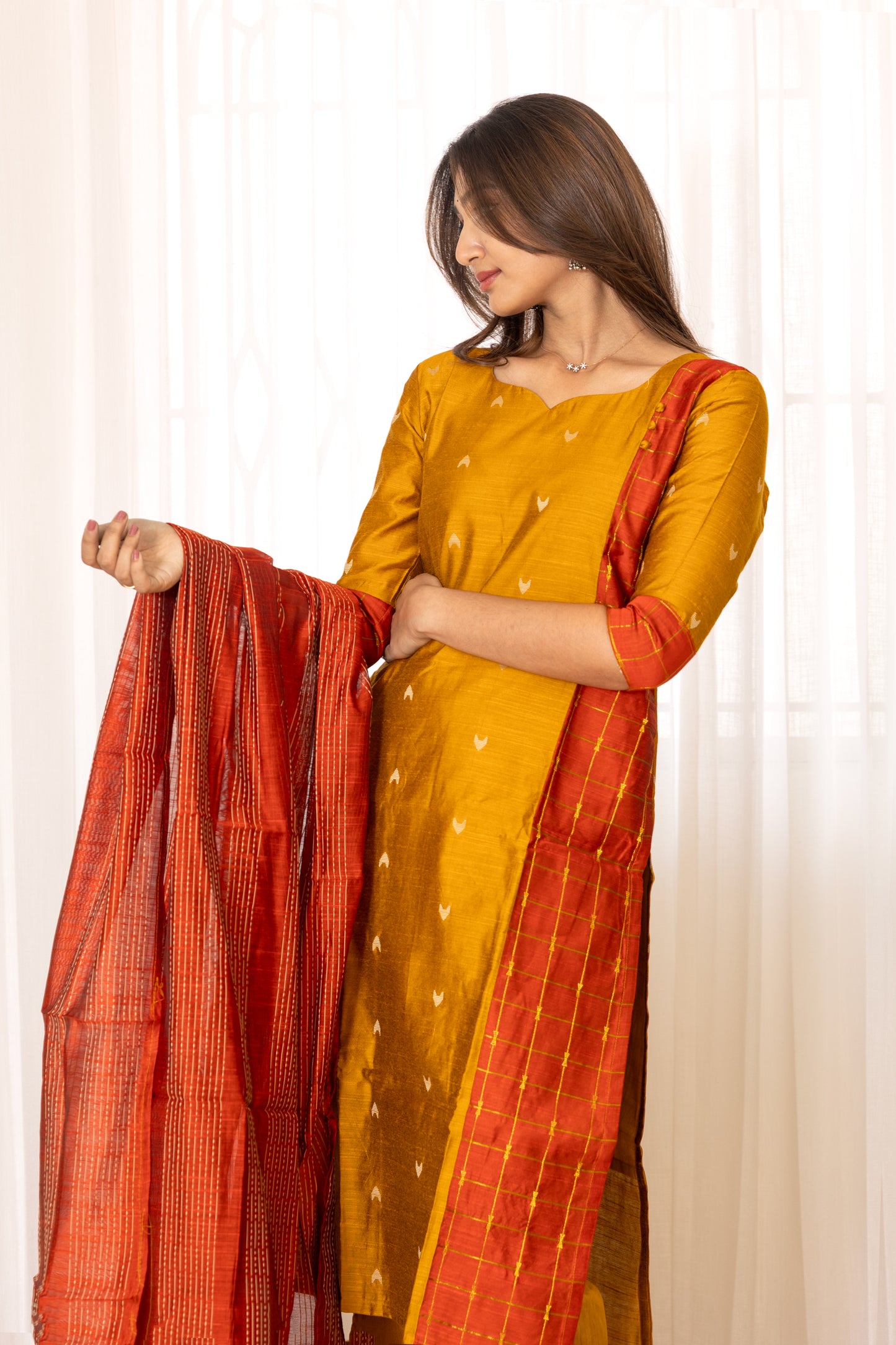 Deshna salwar set in golden mustard