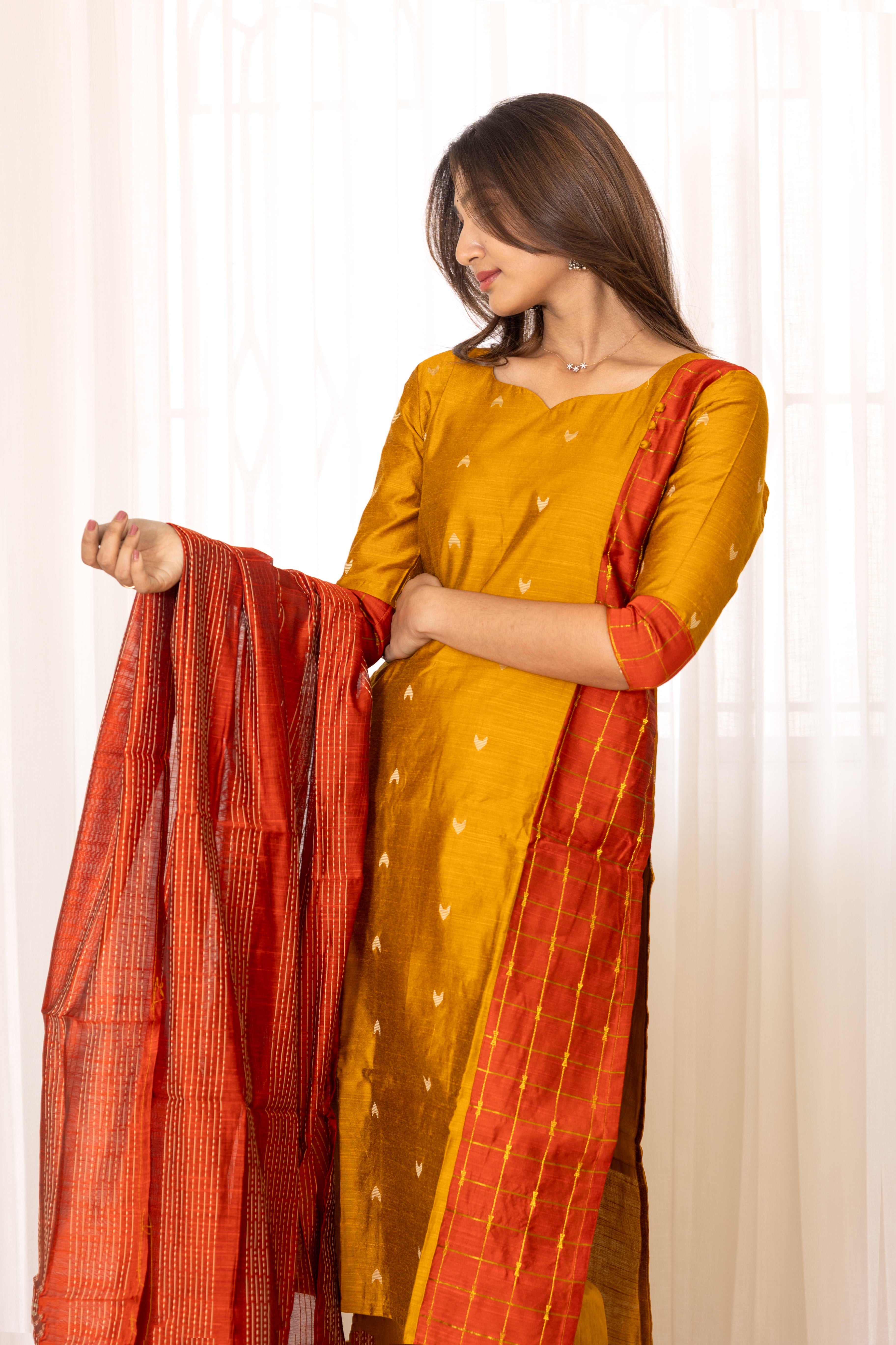 Deshna salwar set in golden mustard