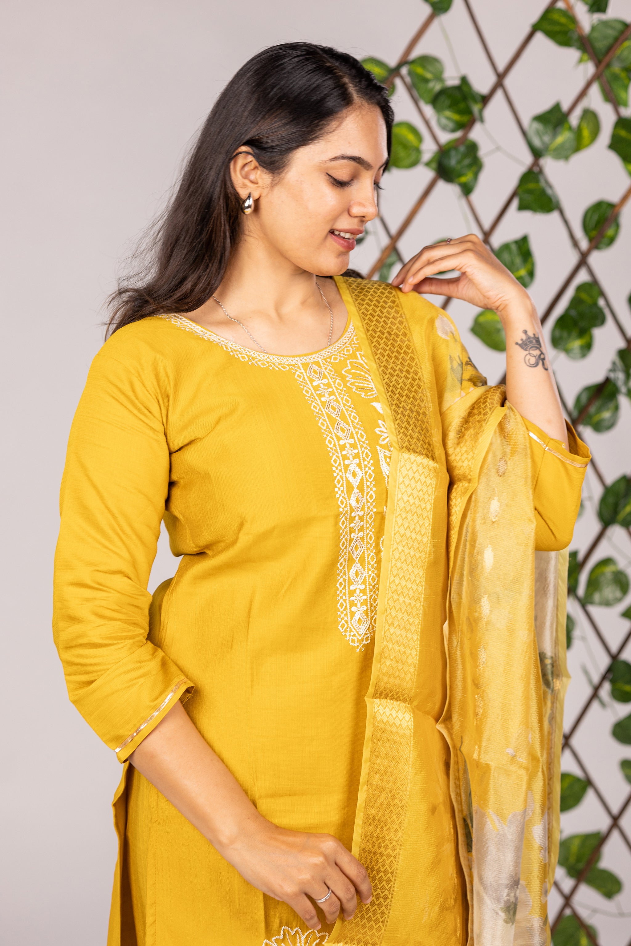 Alia salwar set in mustard yellow