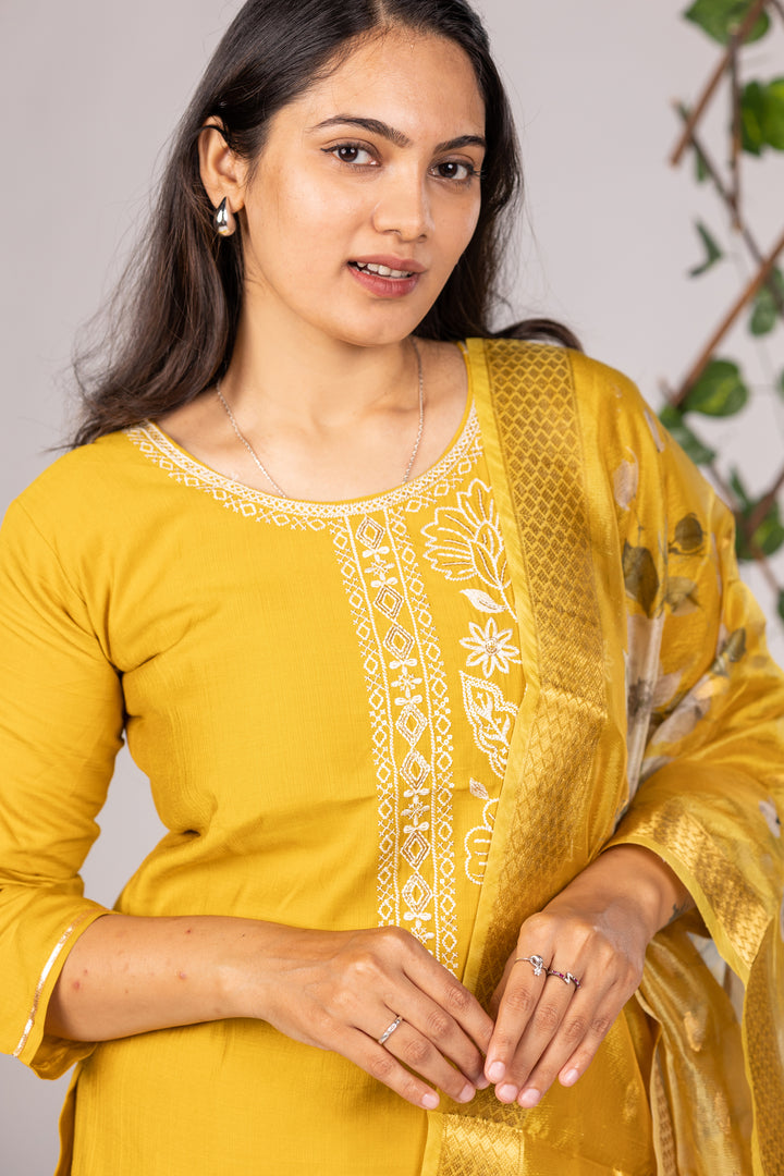 Alia salwar set in mustard yellow