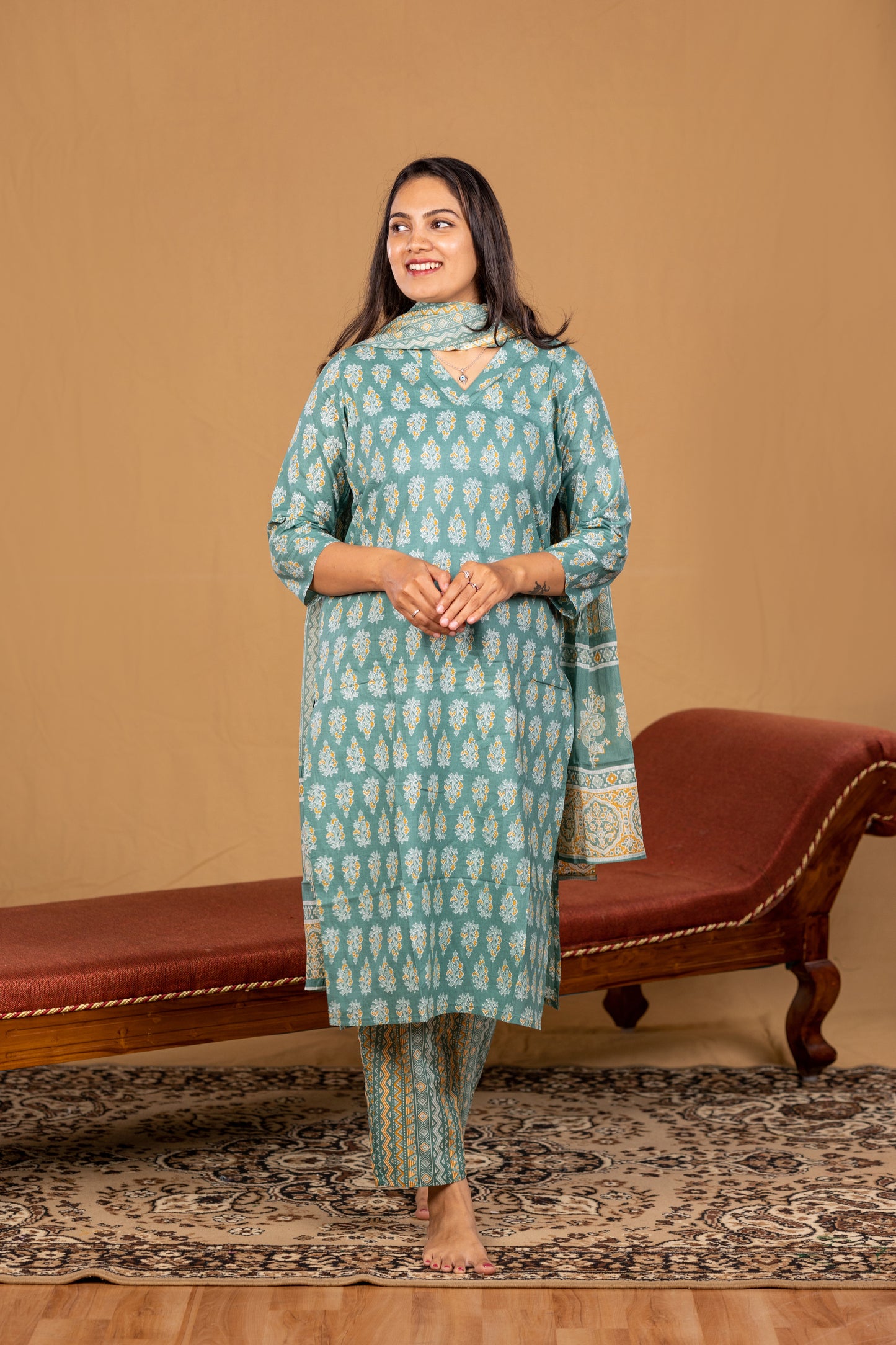 Manjari salwar set in green