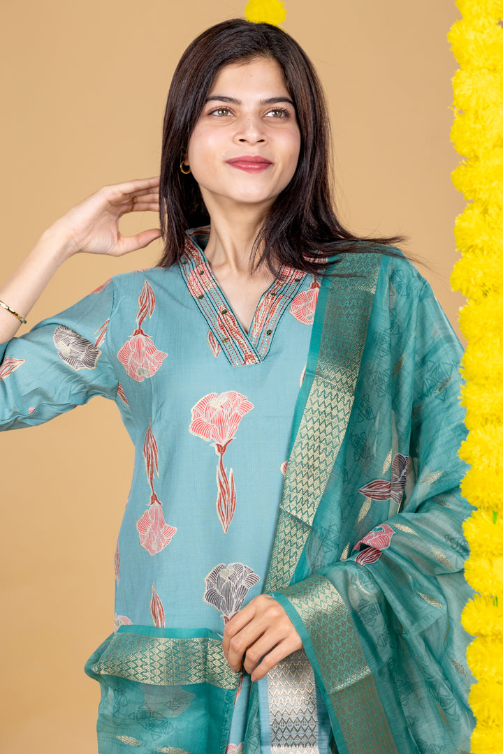 Isla salwar set in blue