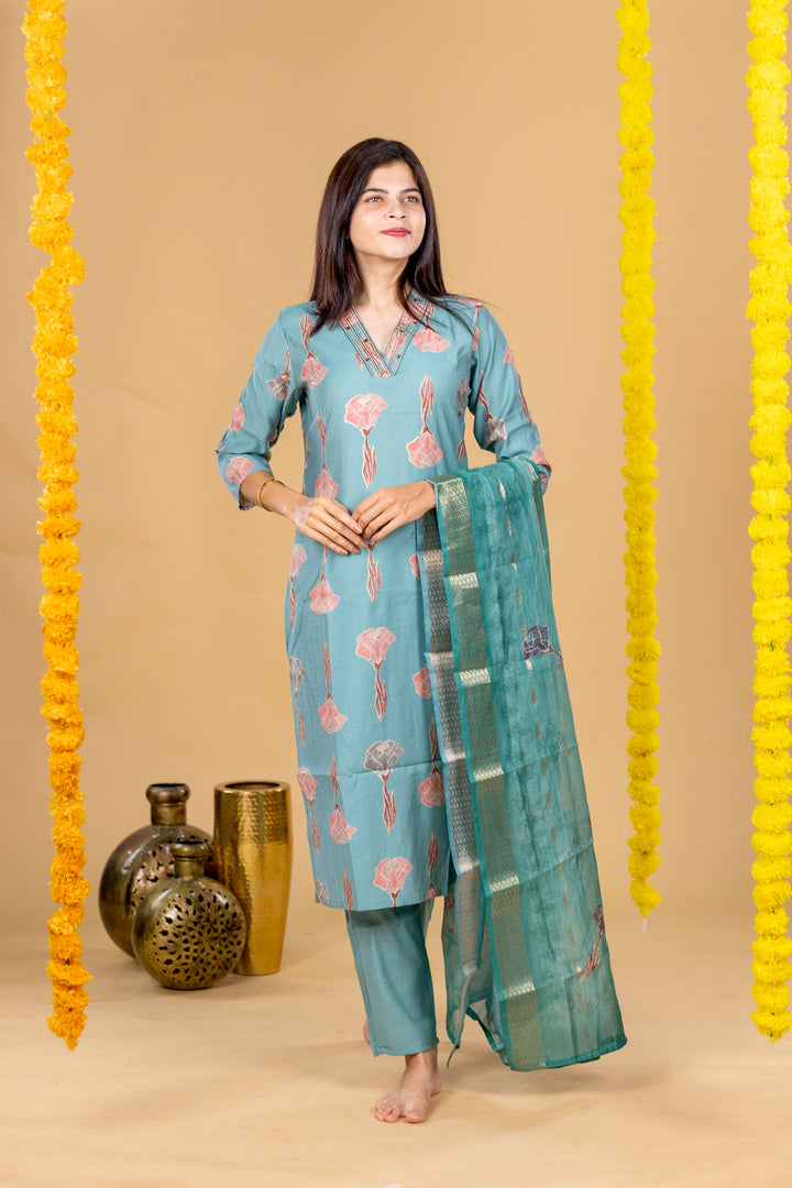 Isla salwar set in blue