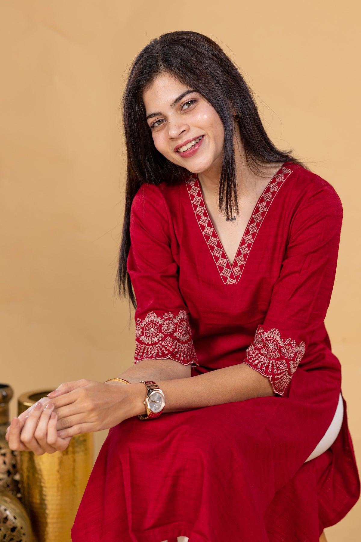 Selene kurti in red
