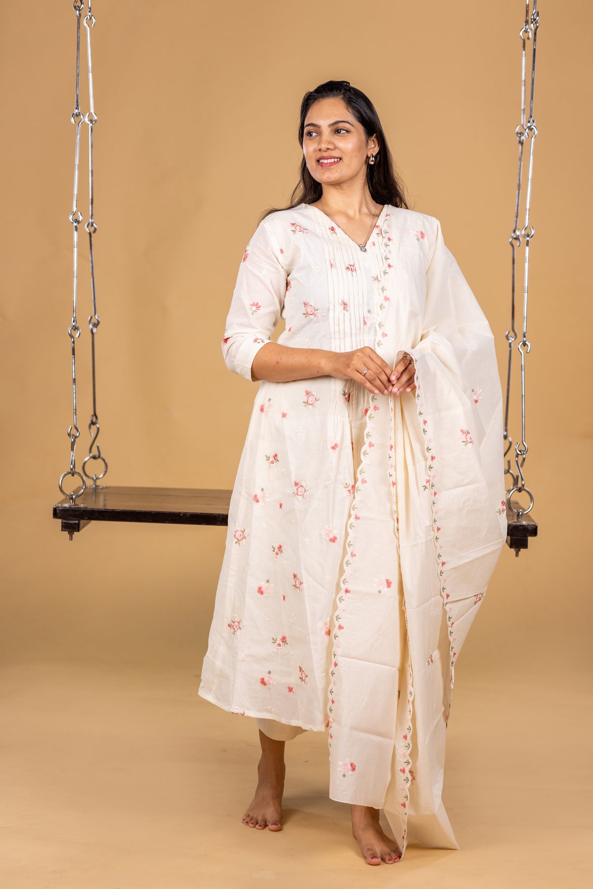 Ahalya salwar set in White