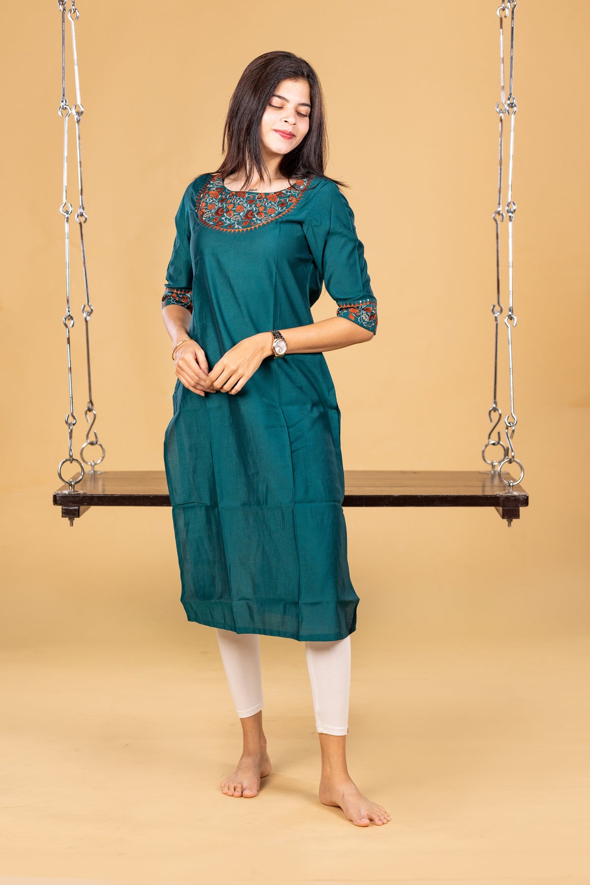 Indira kurti in Olive green