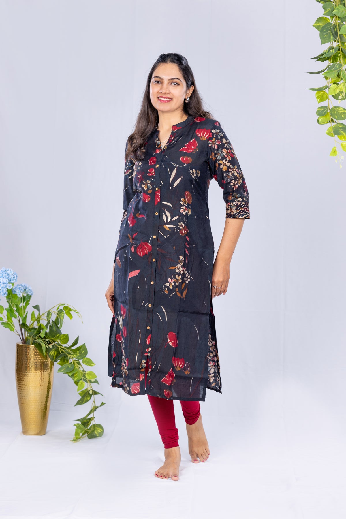 Padma floral kurti in black