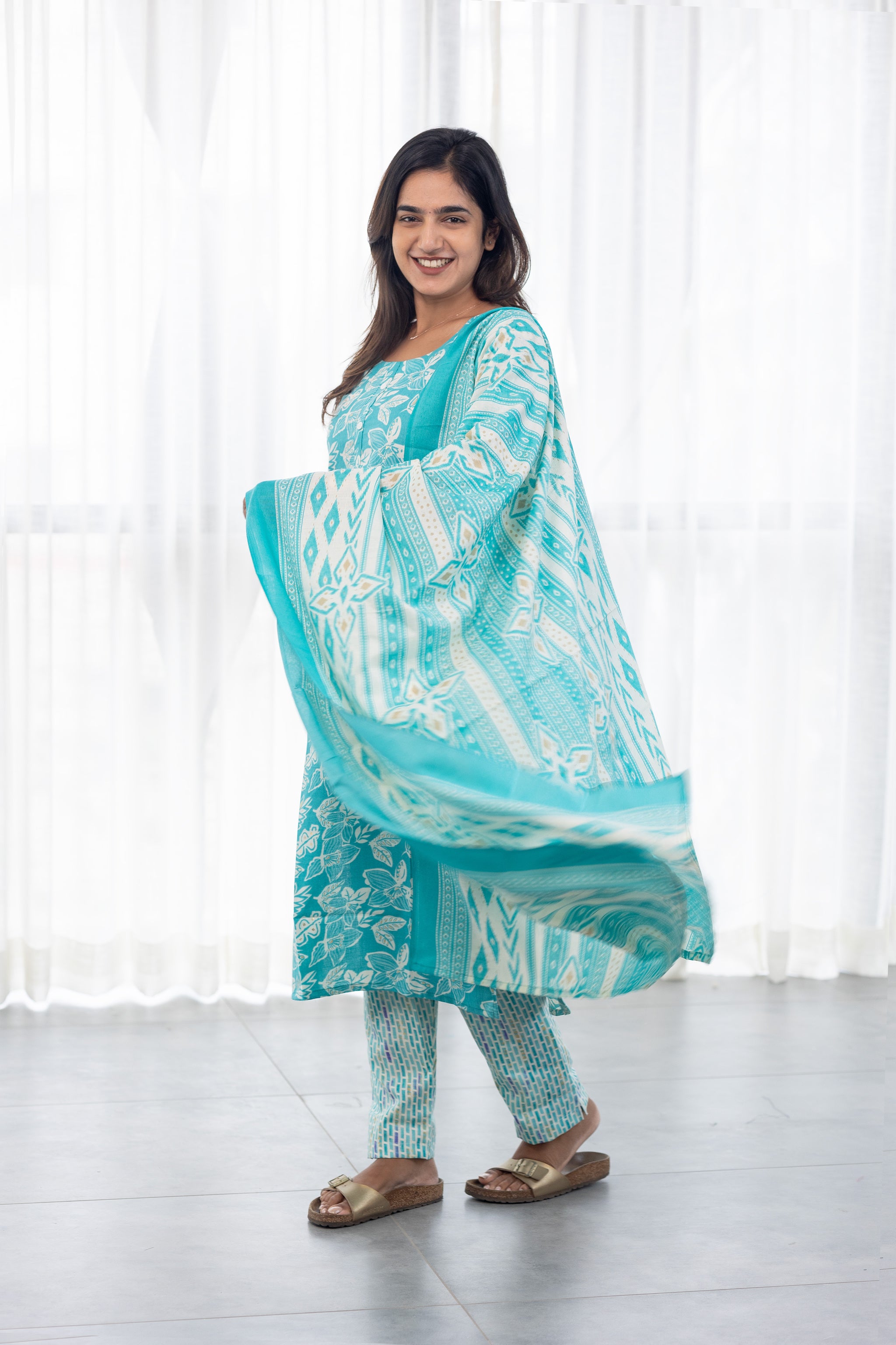 Rhea salwar set in sky green