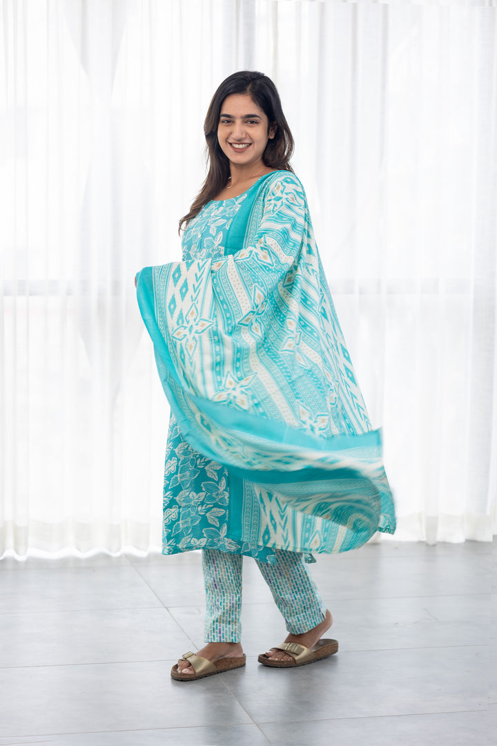 Rhea salwar set in sky green