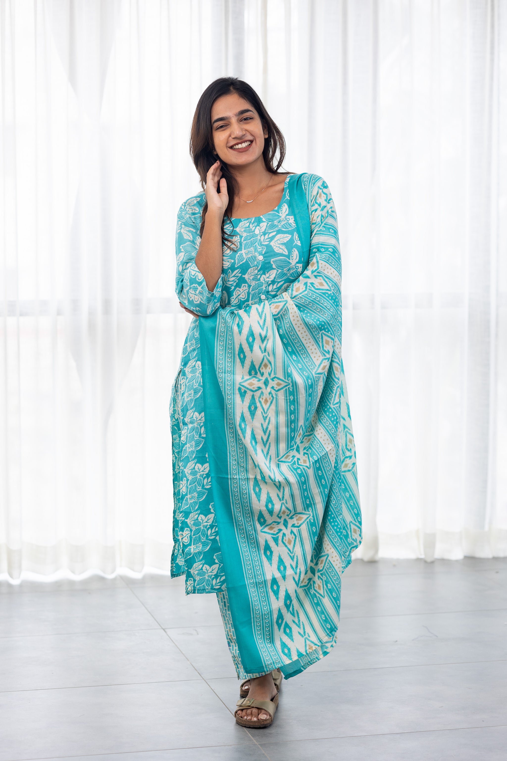 Rhea salwar set in sky green