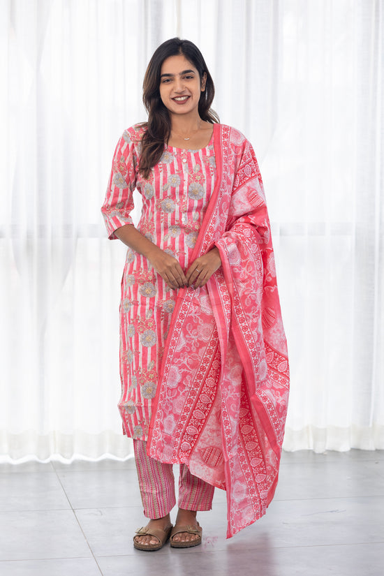 Myra salwar set in pink and grey