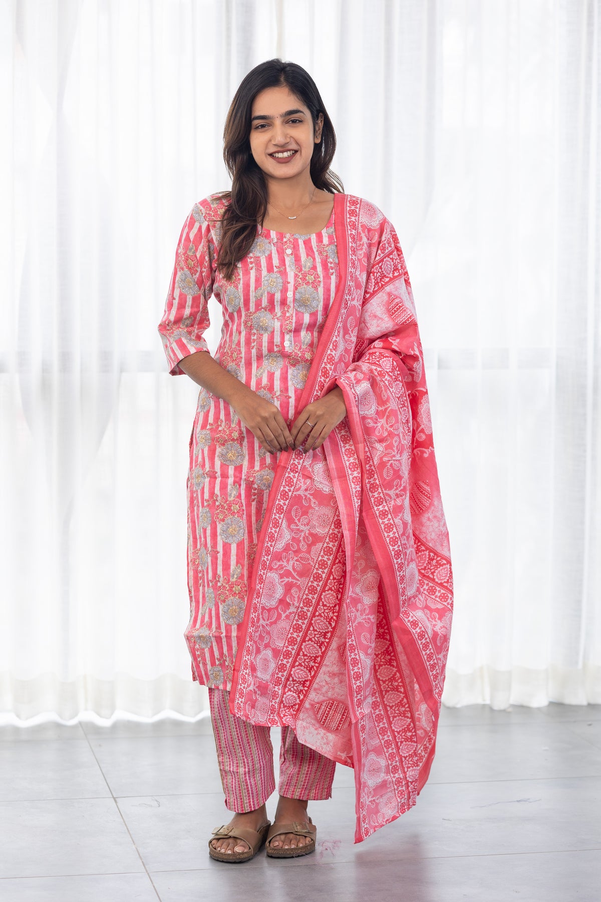 Myra salwar set in pink and grey