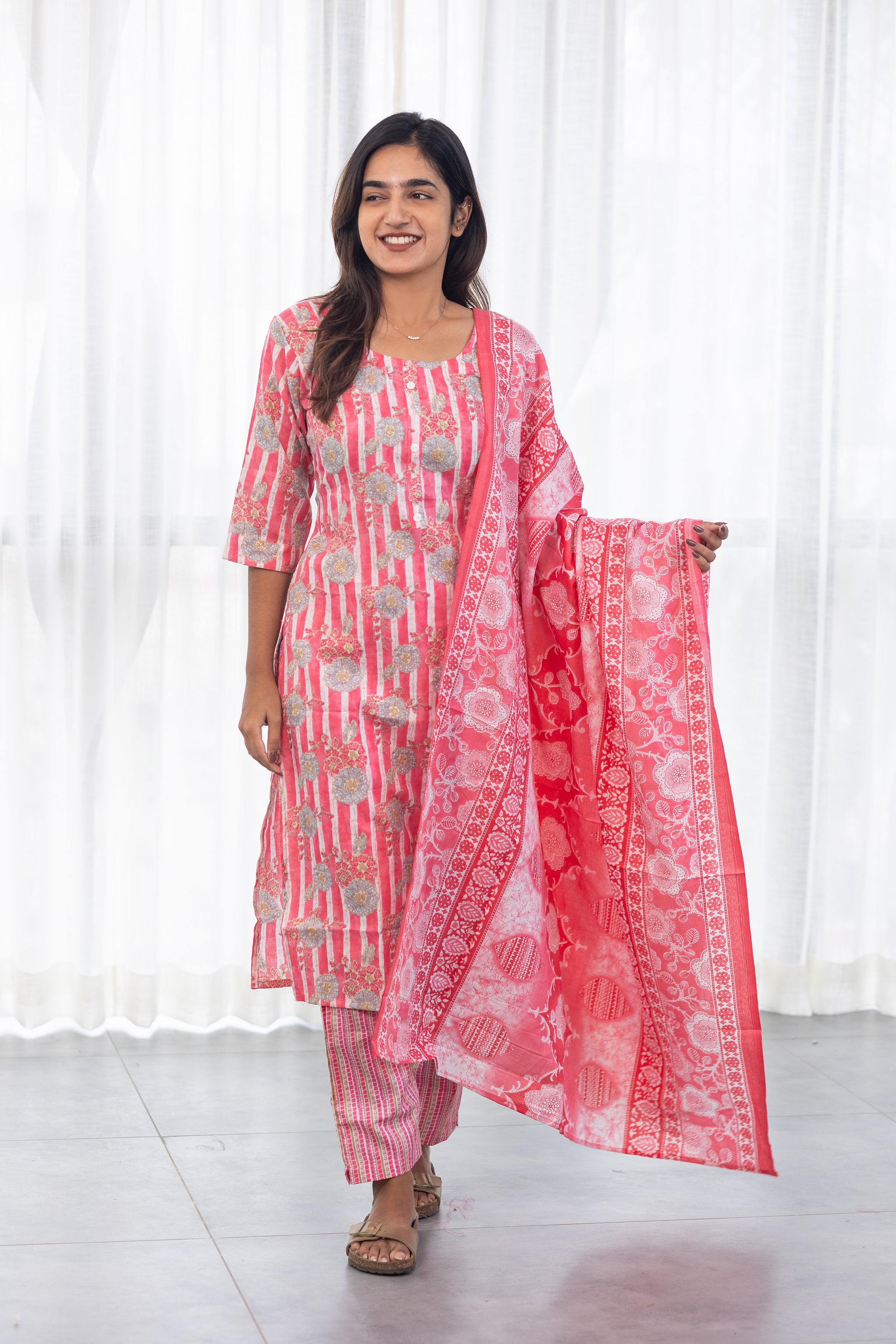 Myra salwar set in pink and grey