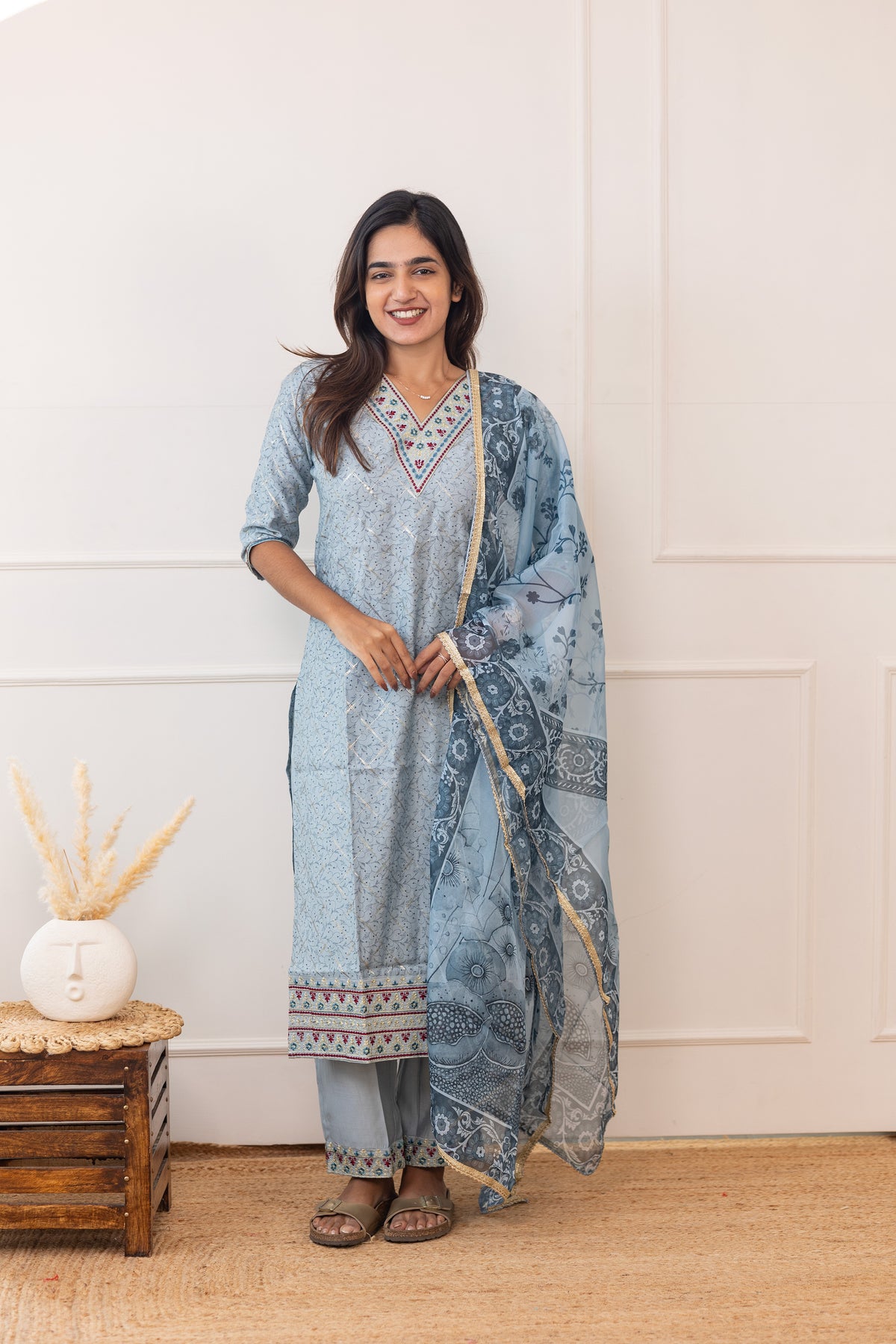 Shanaya salwar set in silk grey
