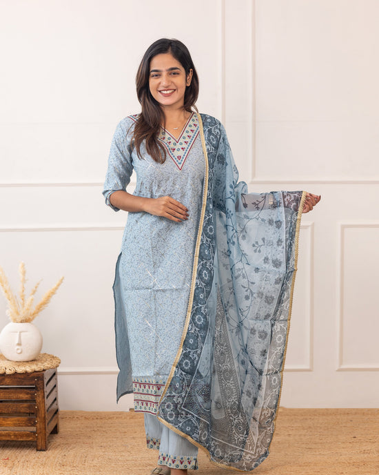 Shanaya salwar set in silk grey