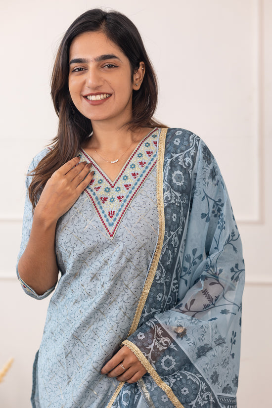 Shanaya salwar set in silk grey